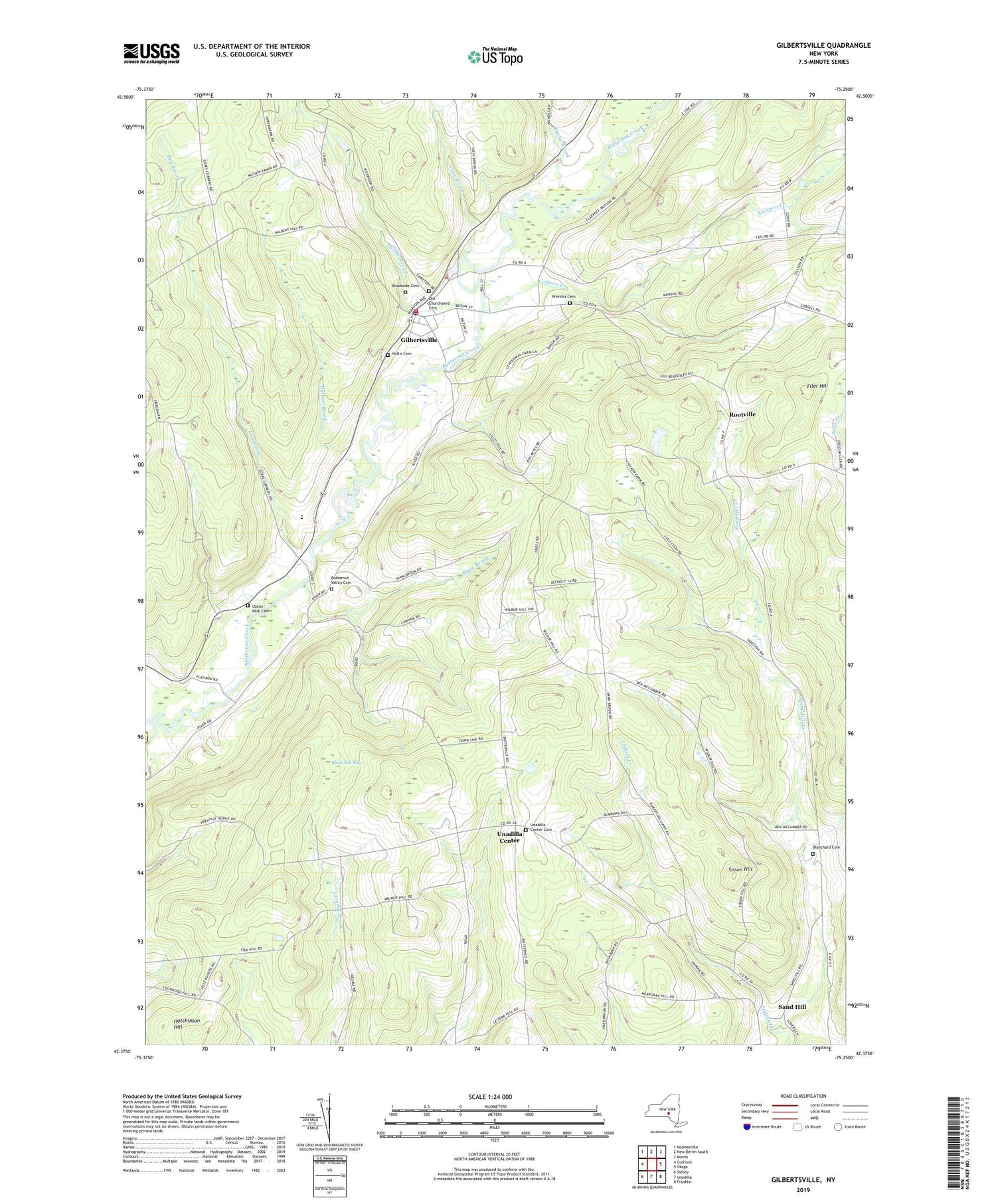 Gilbertsville New York US Topo Map Image