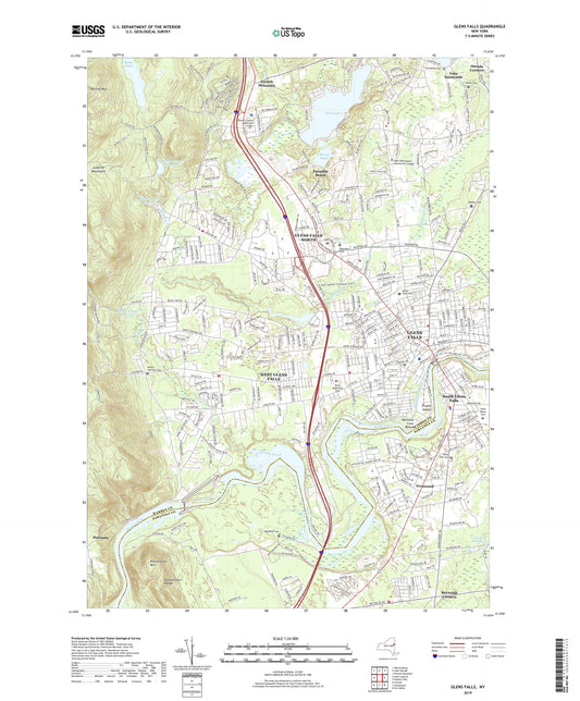 Glens Falls New York US Topo Map Image