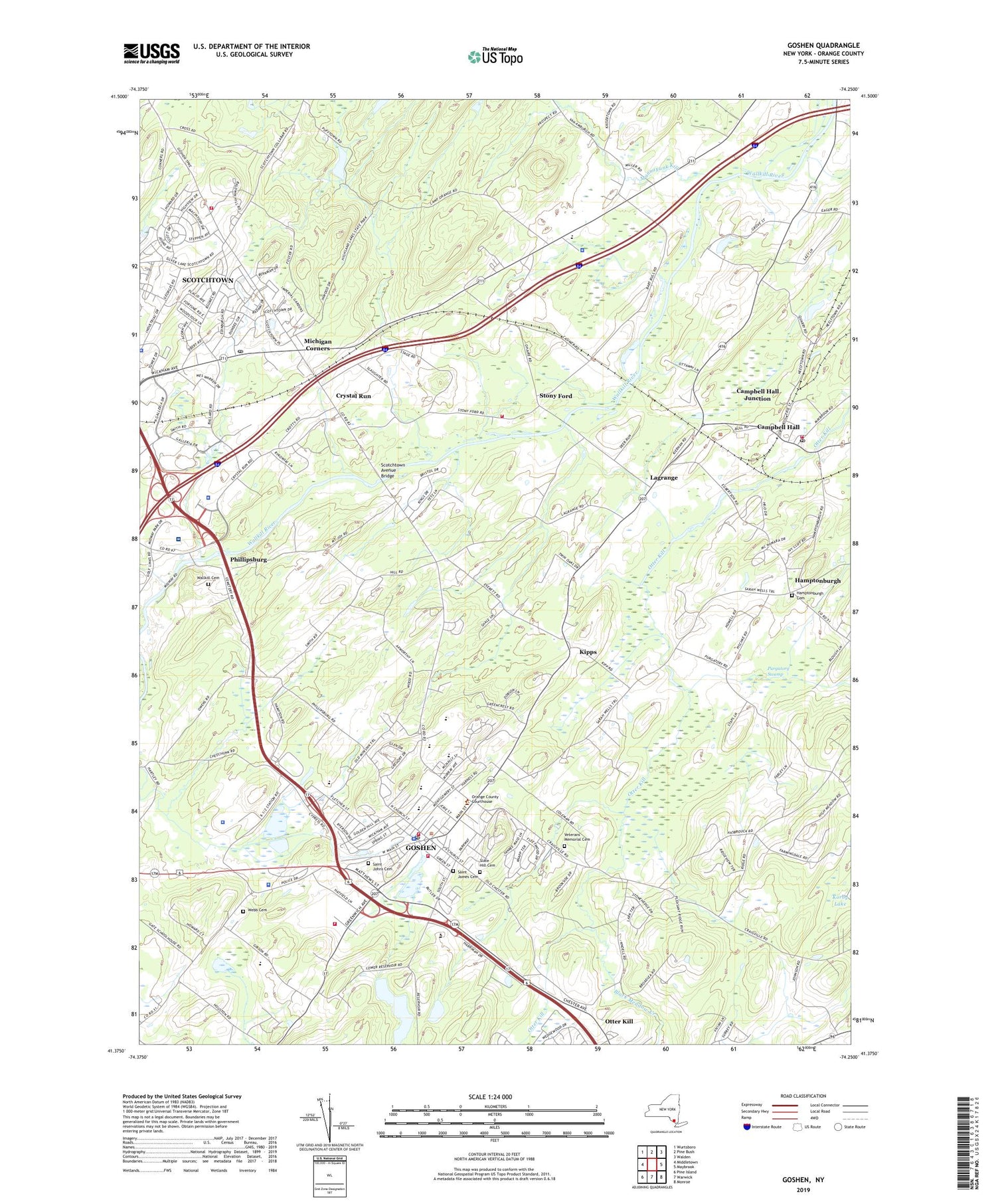 Goshen New York US Topo Map Image
