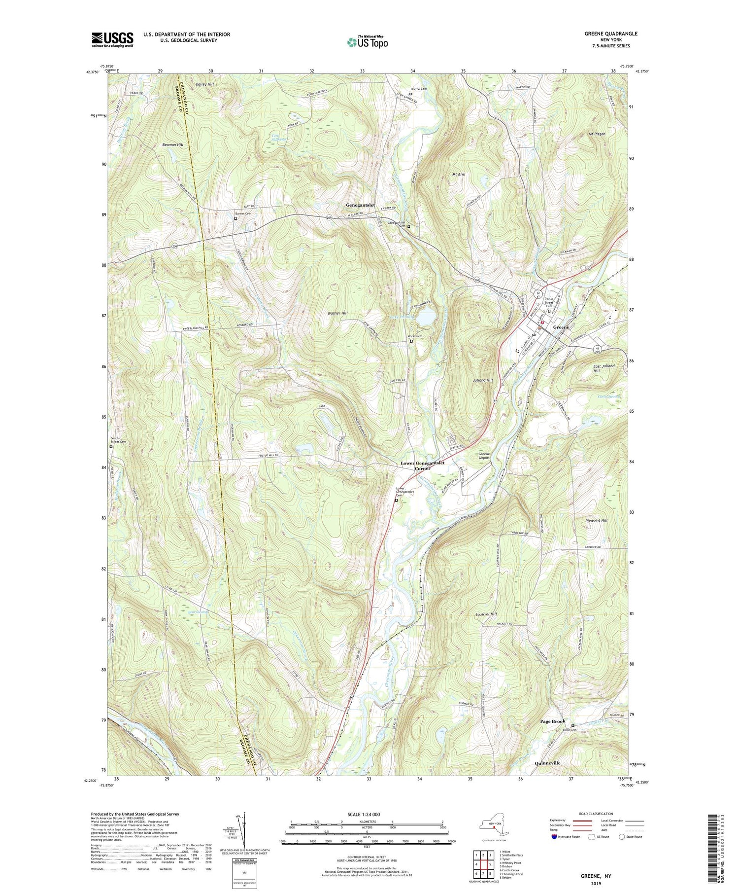 Greene New York US Topo Map Image
