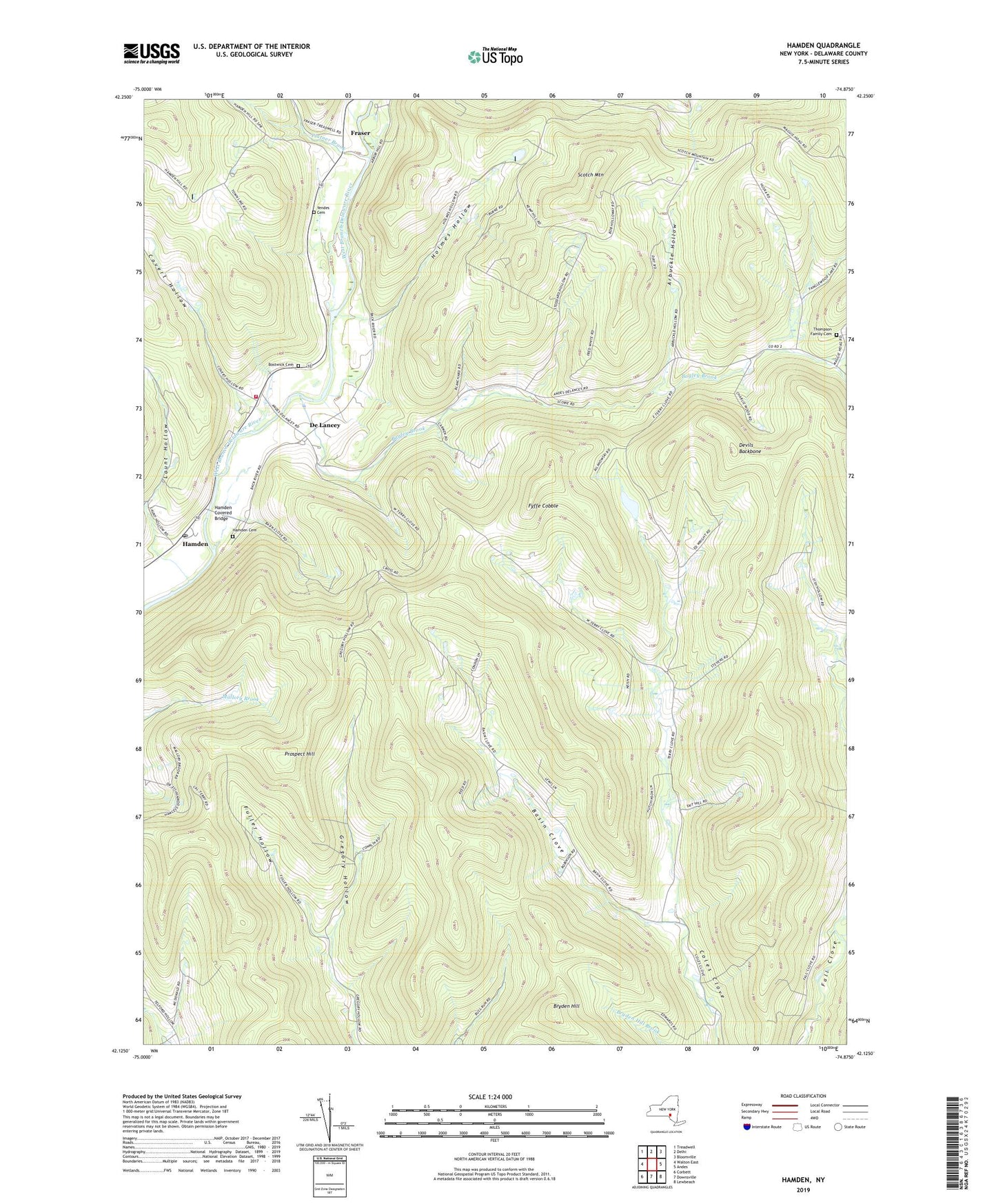 Hamden New York US Topo Map Image