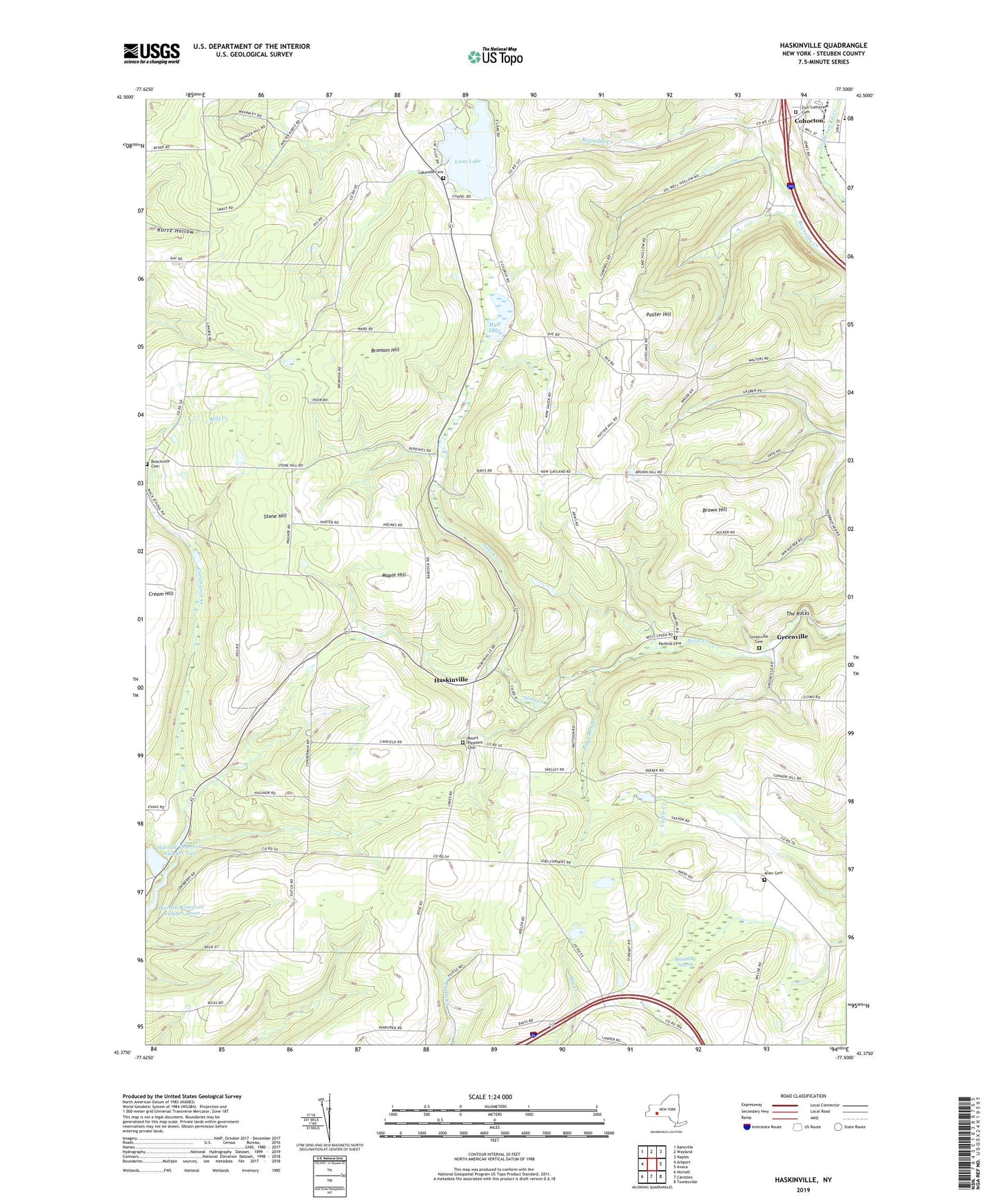 Haskinville New York US Topo Map Image