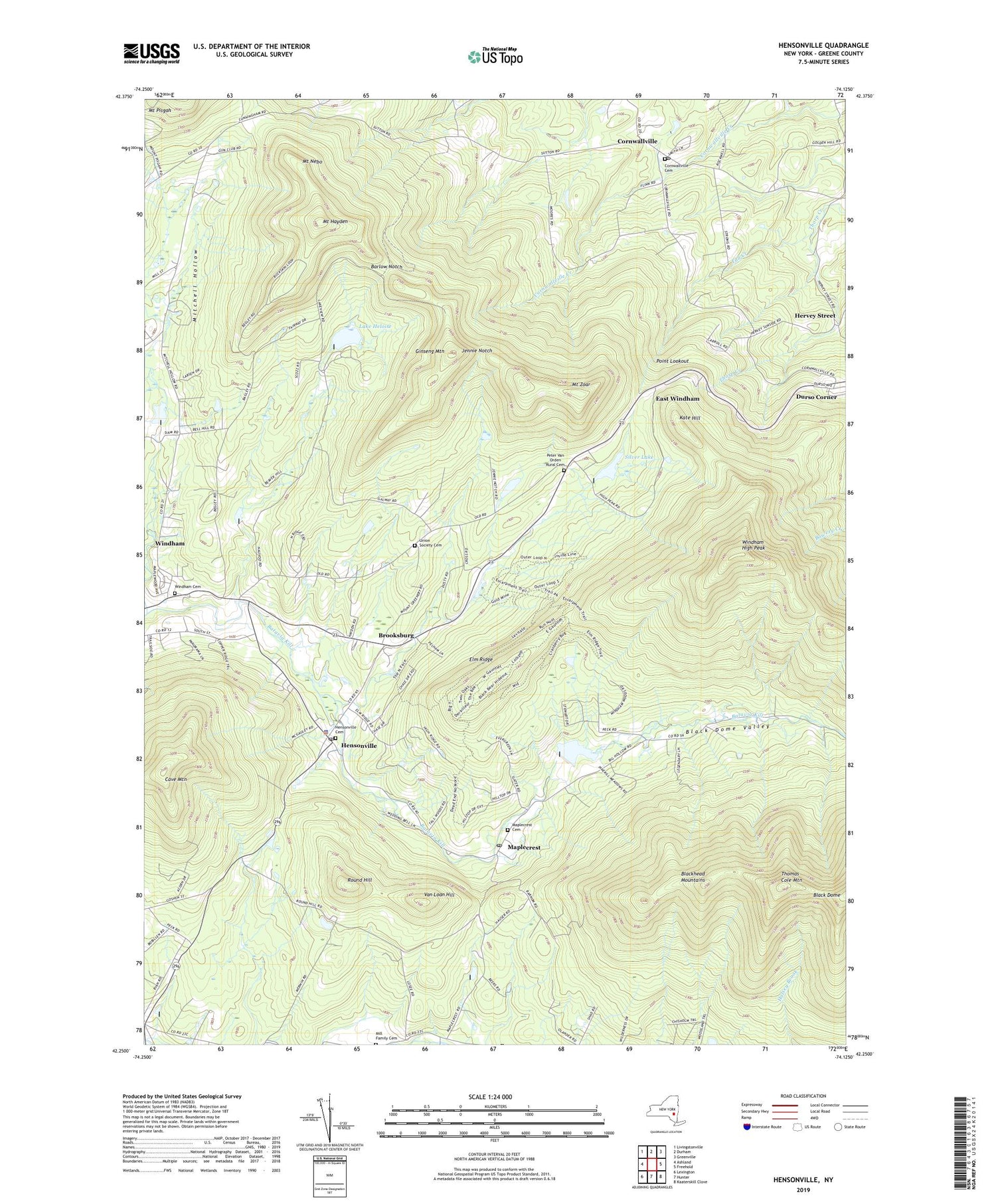 Hensonville New York US Topo Map Image