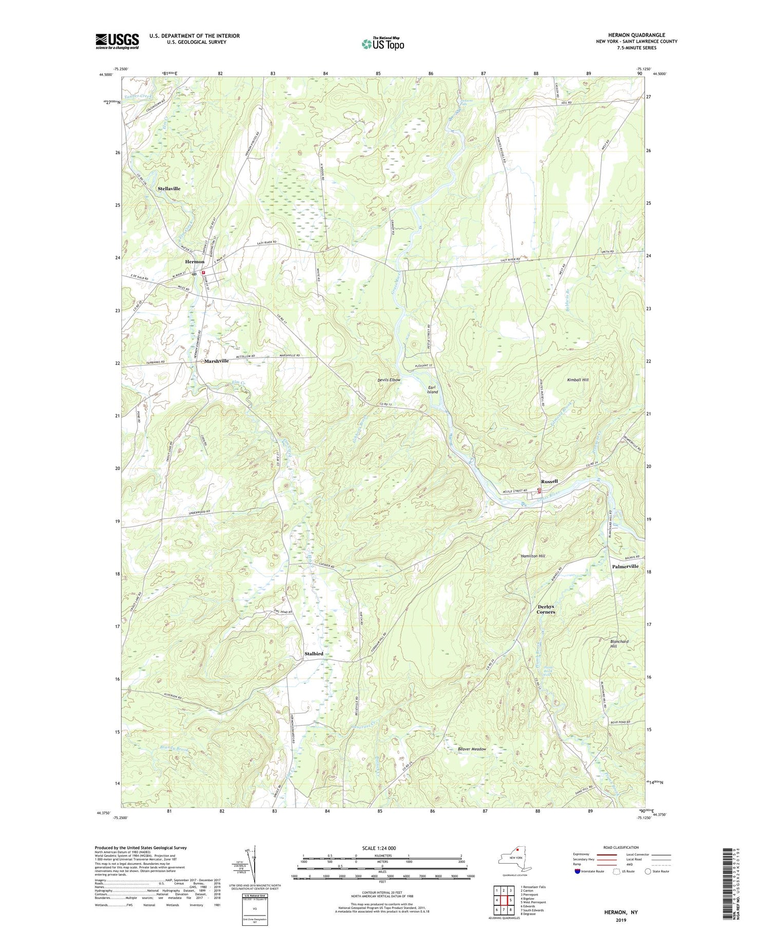 Hermon New York US Topo Map Image