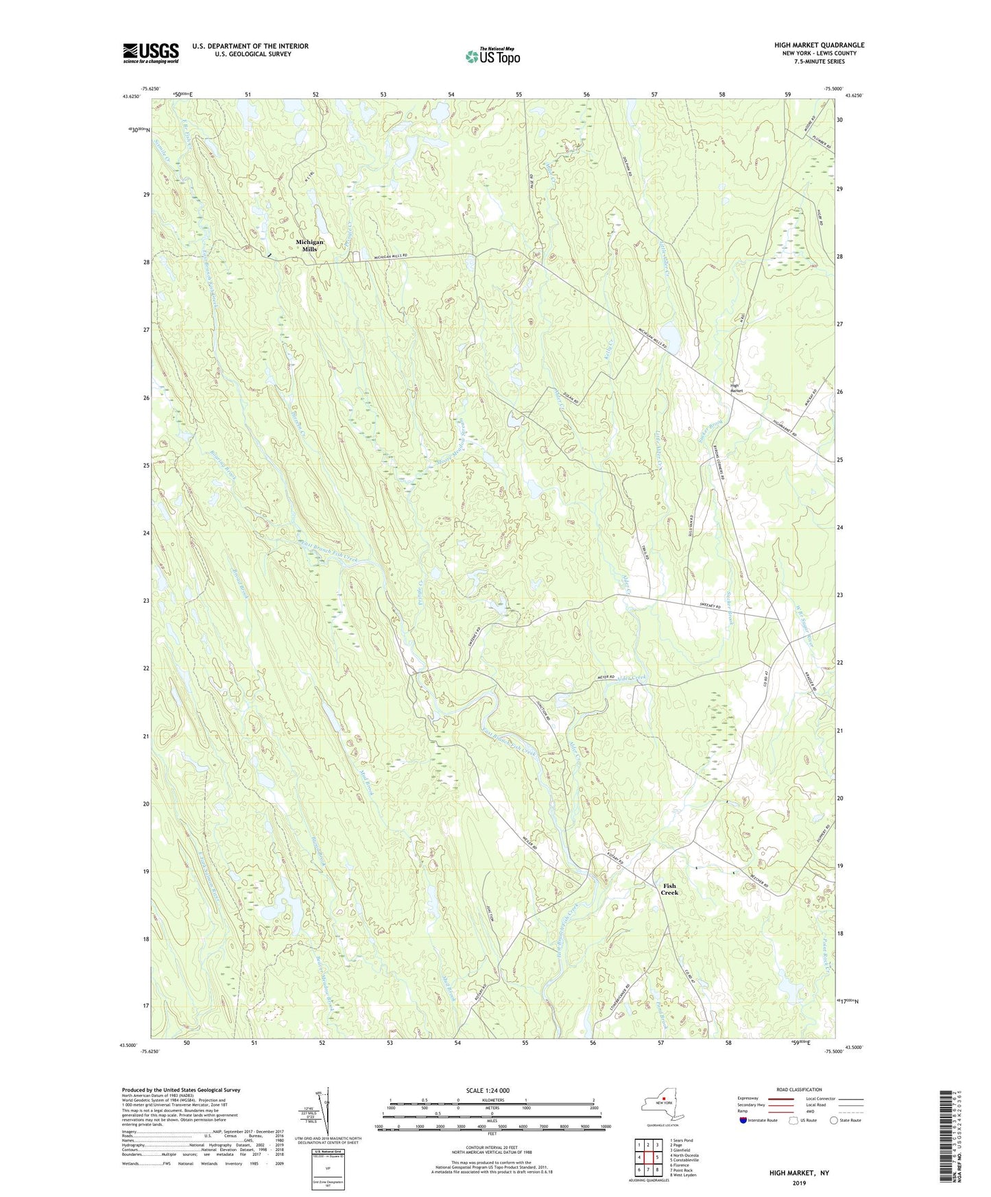 High Market New York US Topo Map Image
