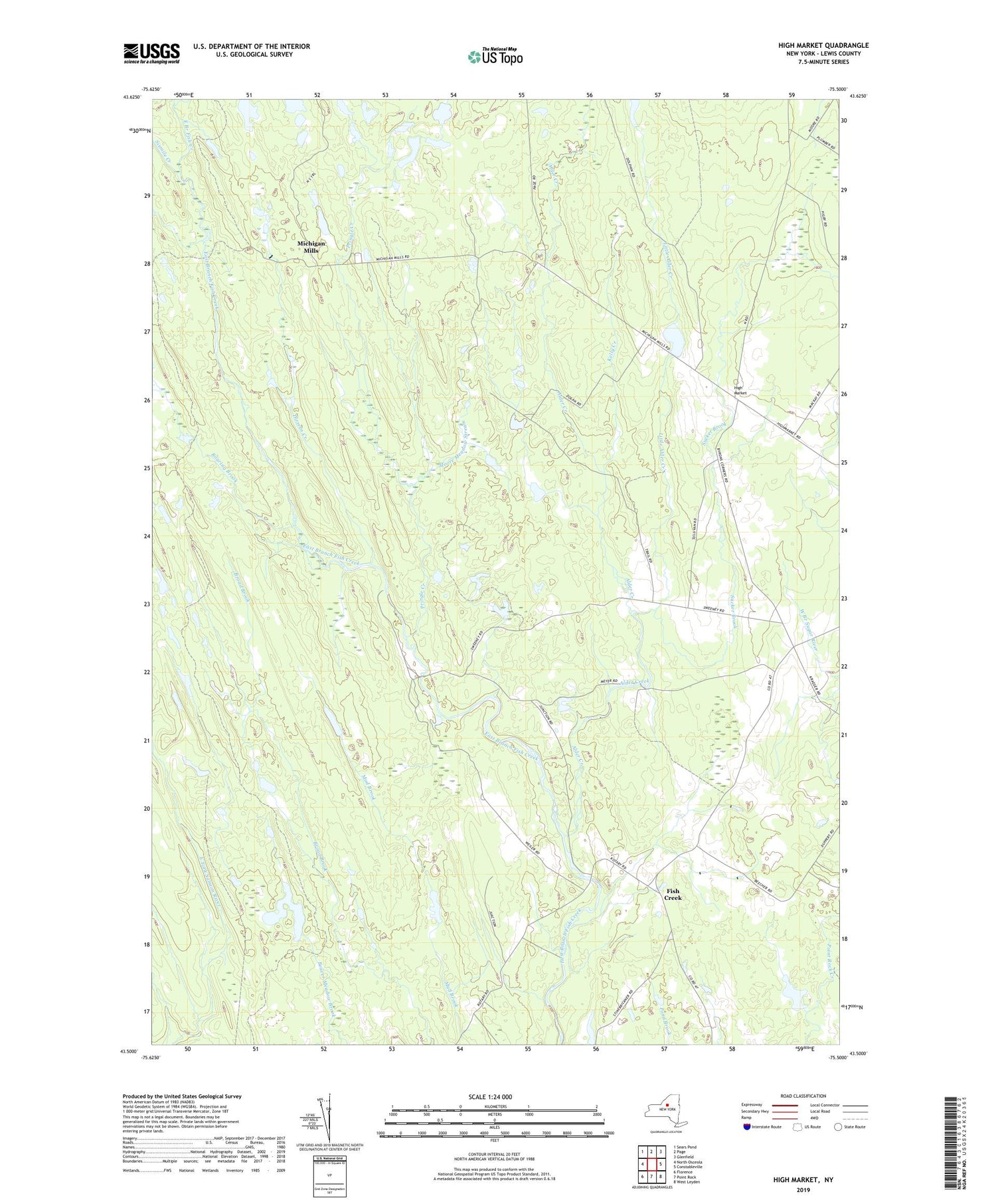 High Market New York US Topo Map Image