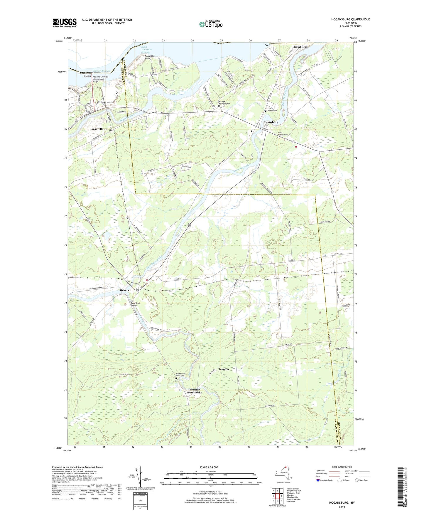 Hogansburg New York US Topo Map Image