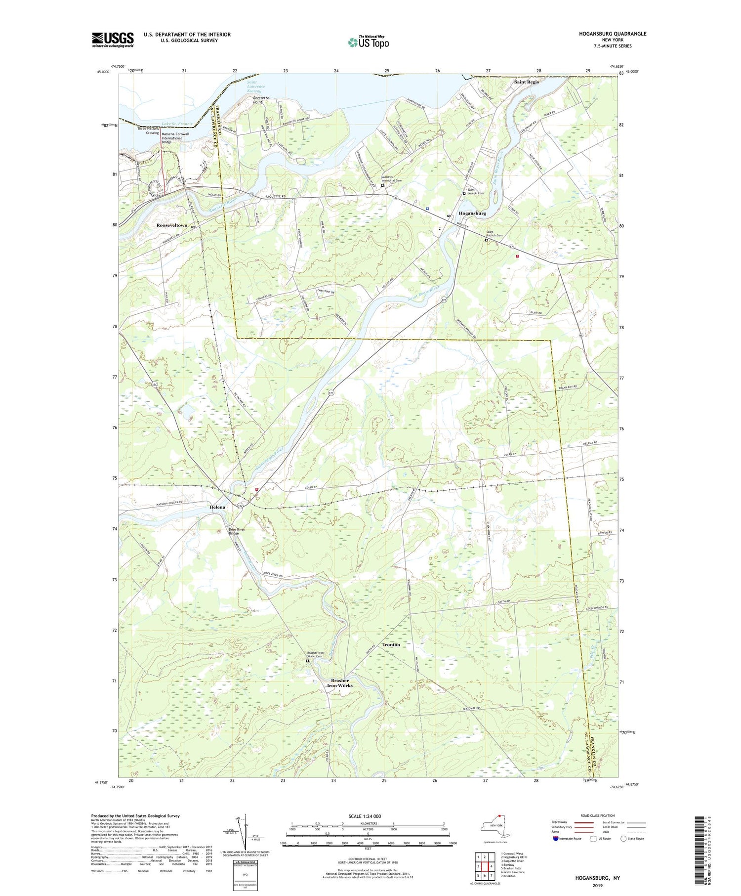 Hogansburg New York US Topo Map Image