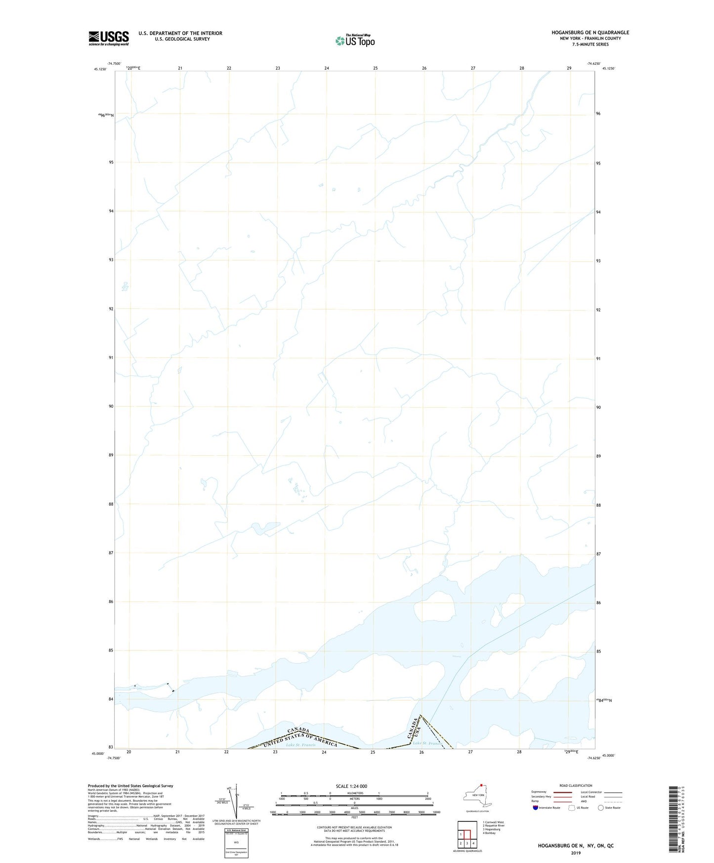 Hogansburg OE N New York US Topo Map Image