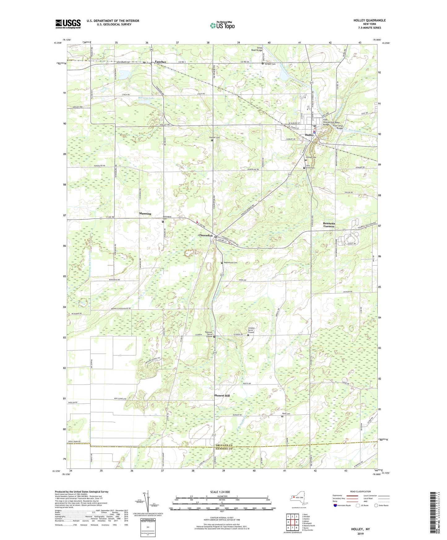 Holley New York US Topo Map Image
