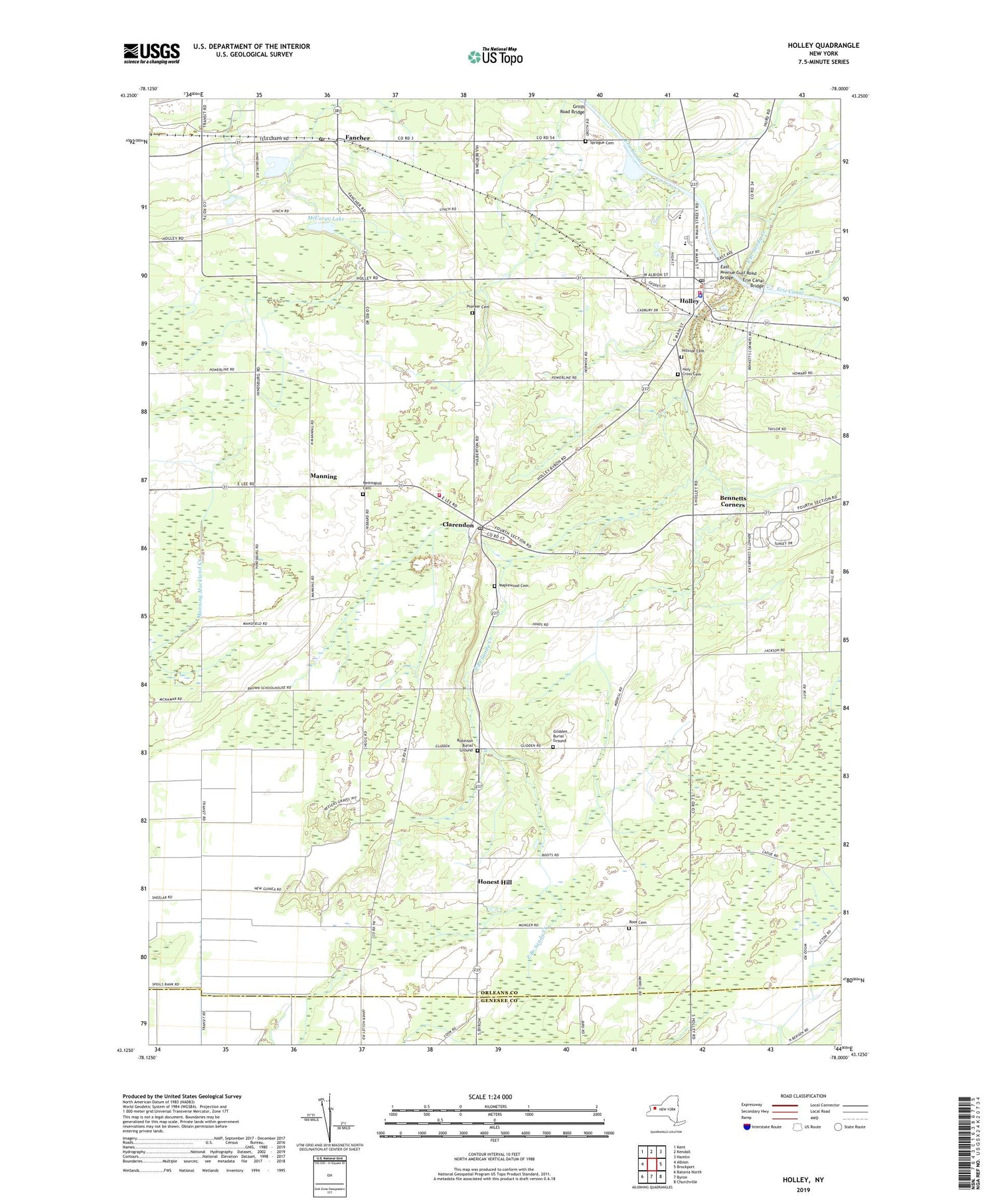 Holley New York US Topo Map Image