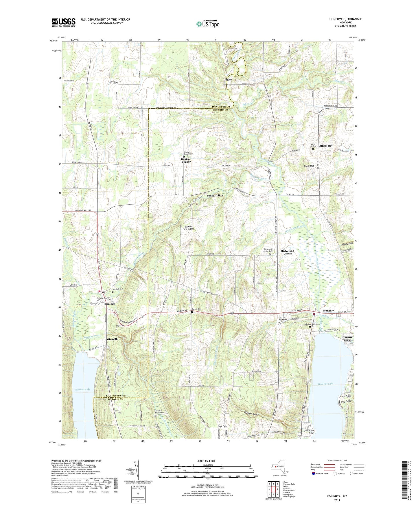 Honeoye New York US Topo Map Image