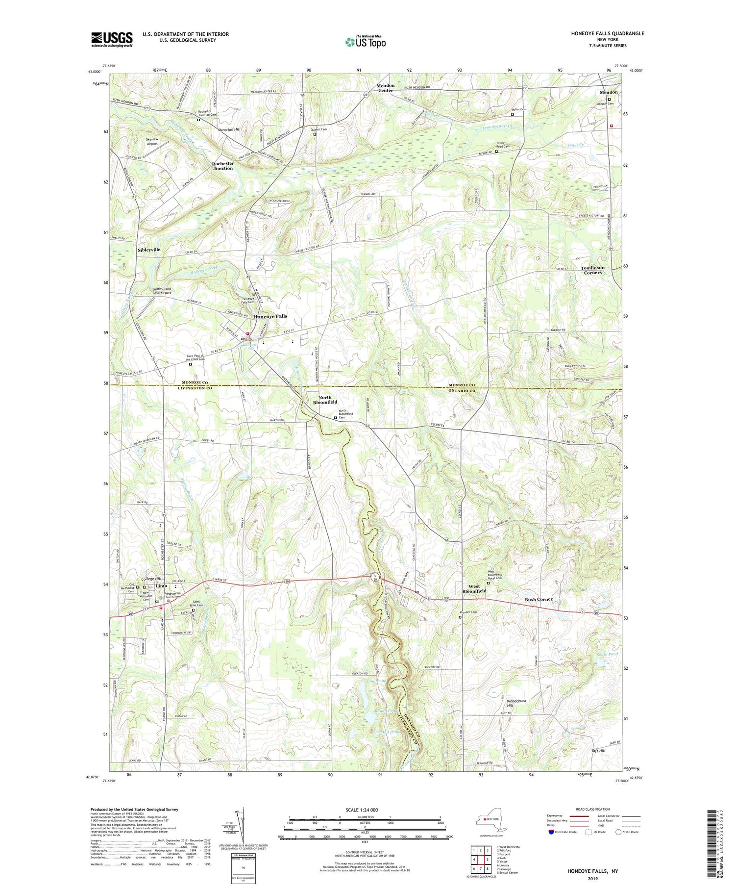 Honeoye Falls New York US Topo Map Image
