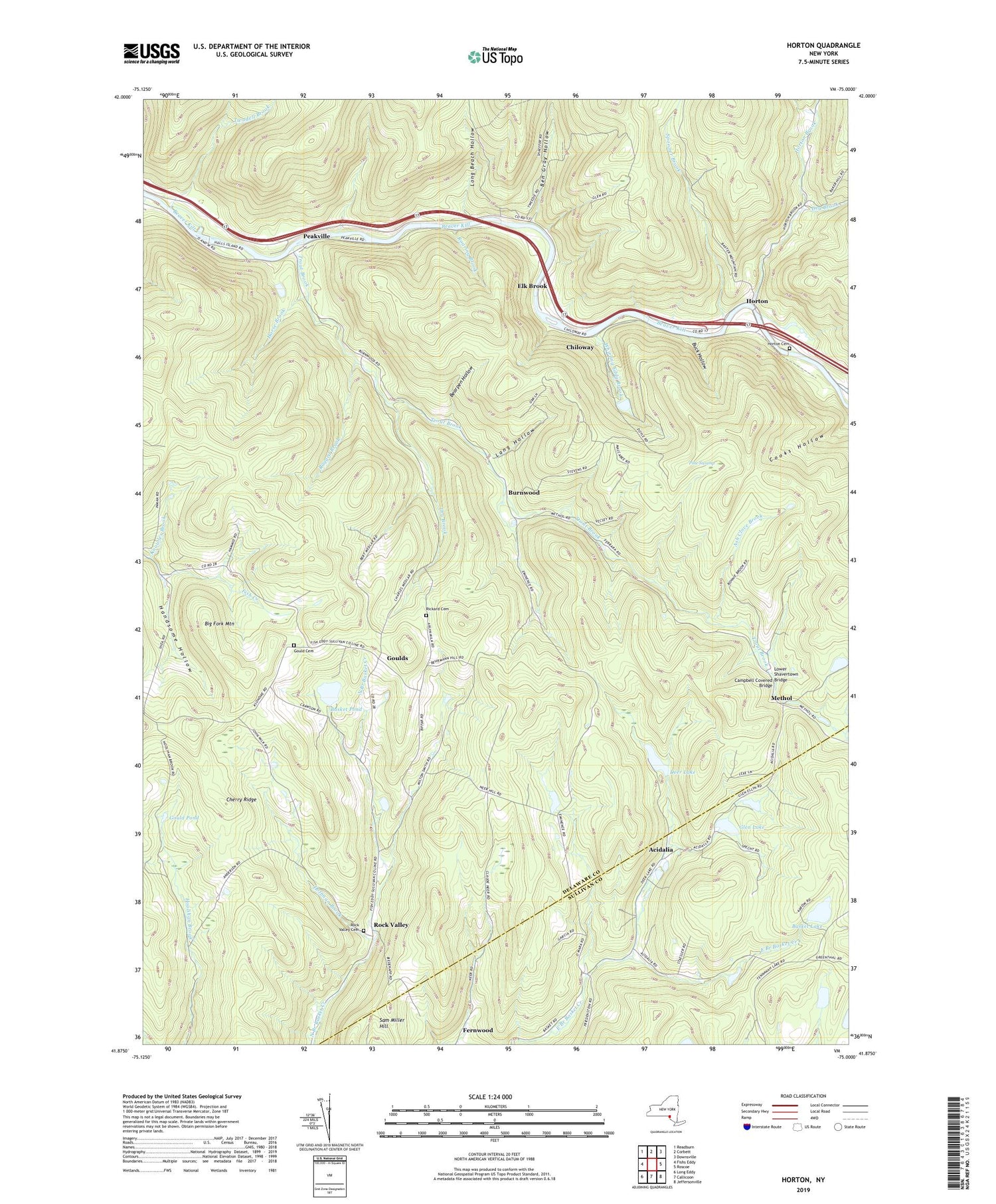 Horton New York US Topo Map Image