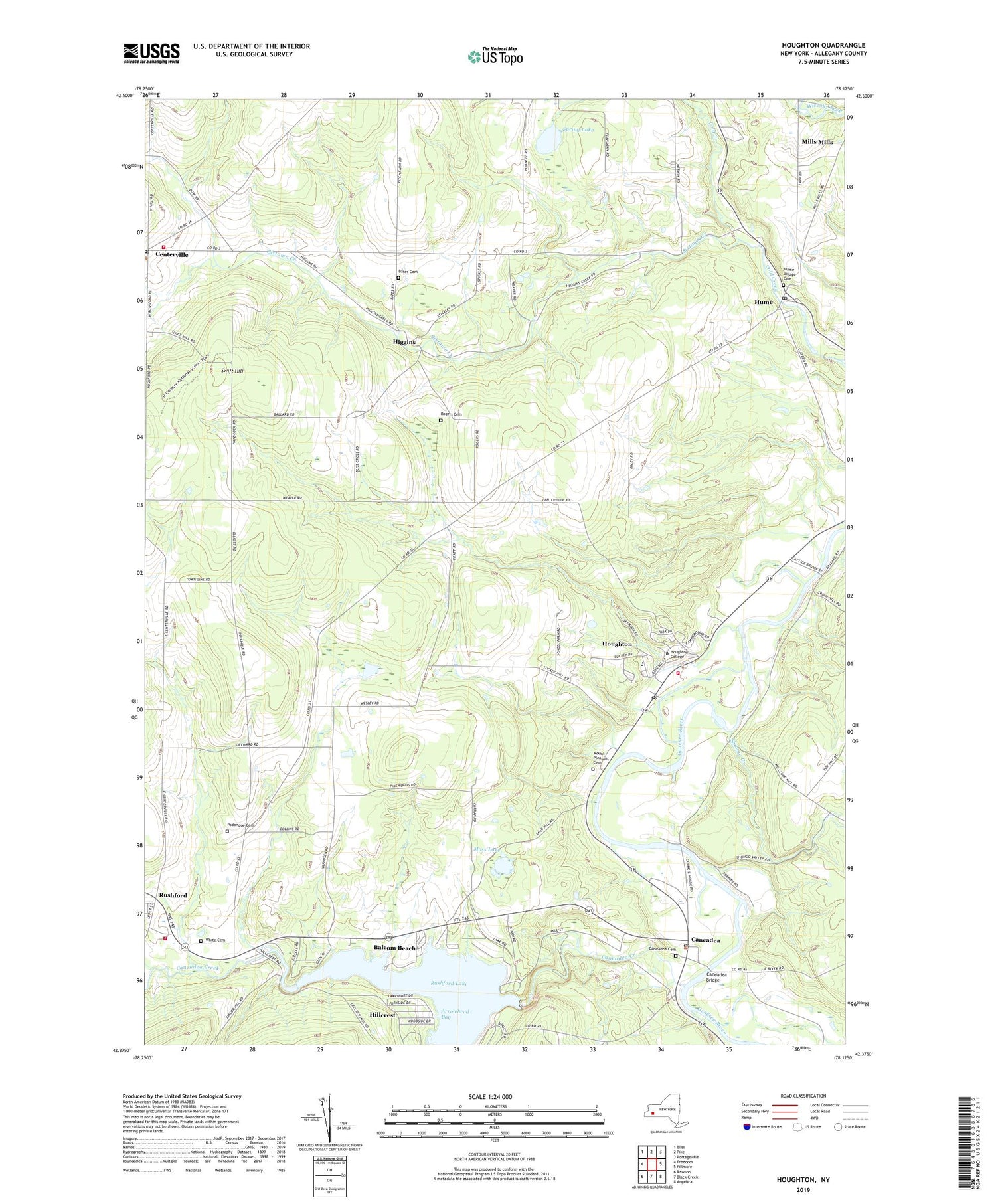 Houghton New York US Topo Map Image