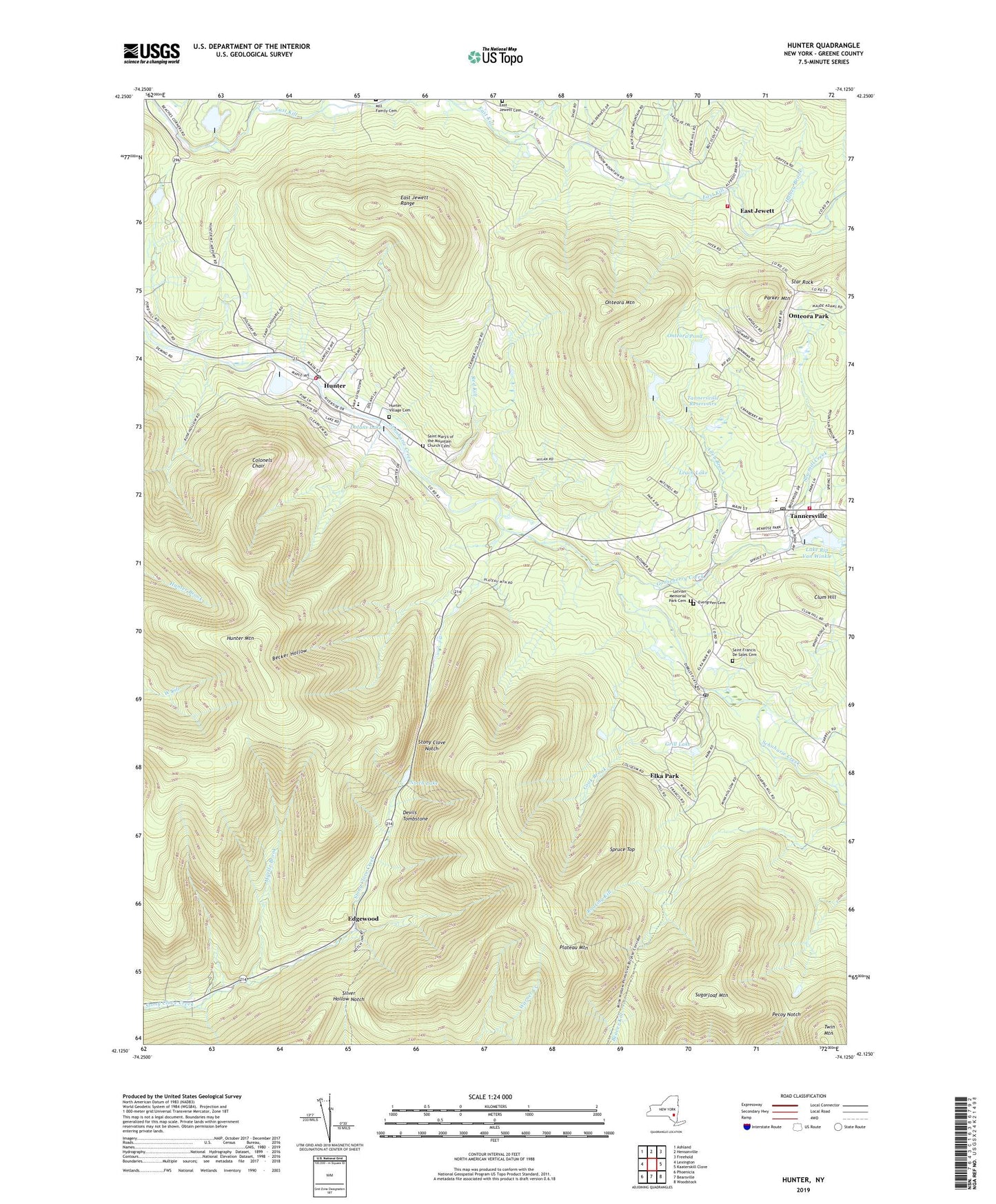 Hunter New York US Topo Map Image