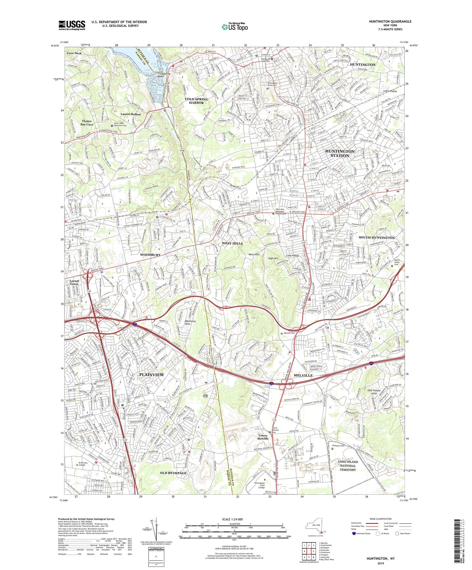 Huntington New York US Topo Map Image