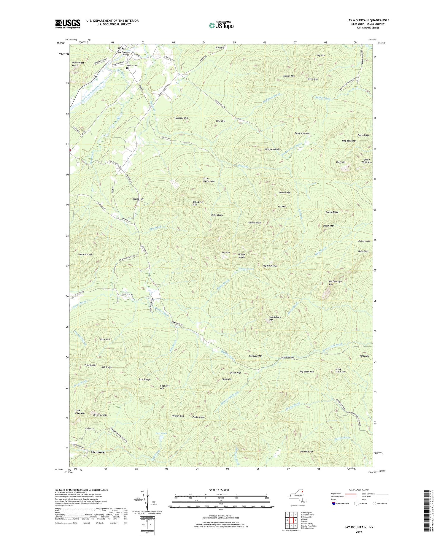 Jay Mountain New York US Topo Map Image