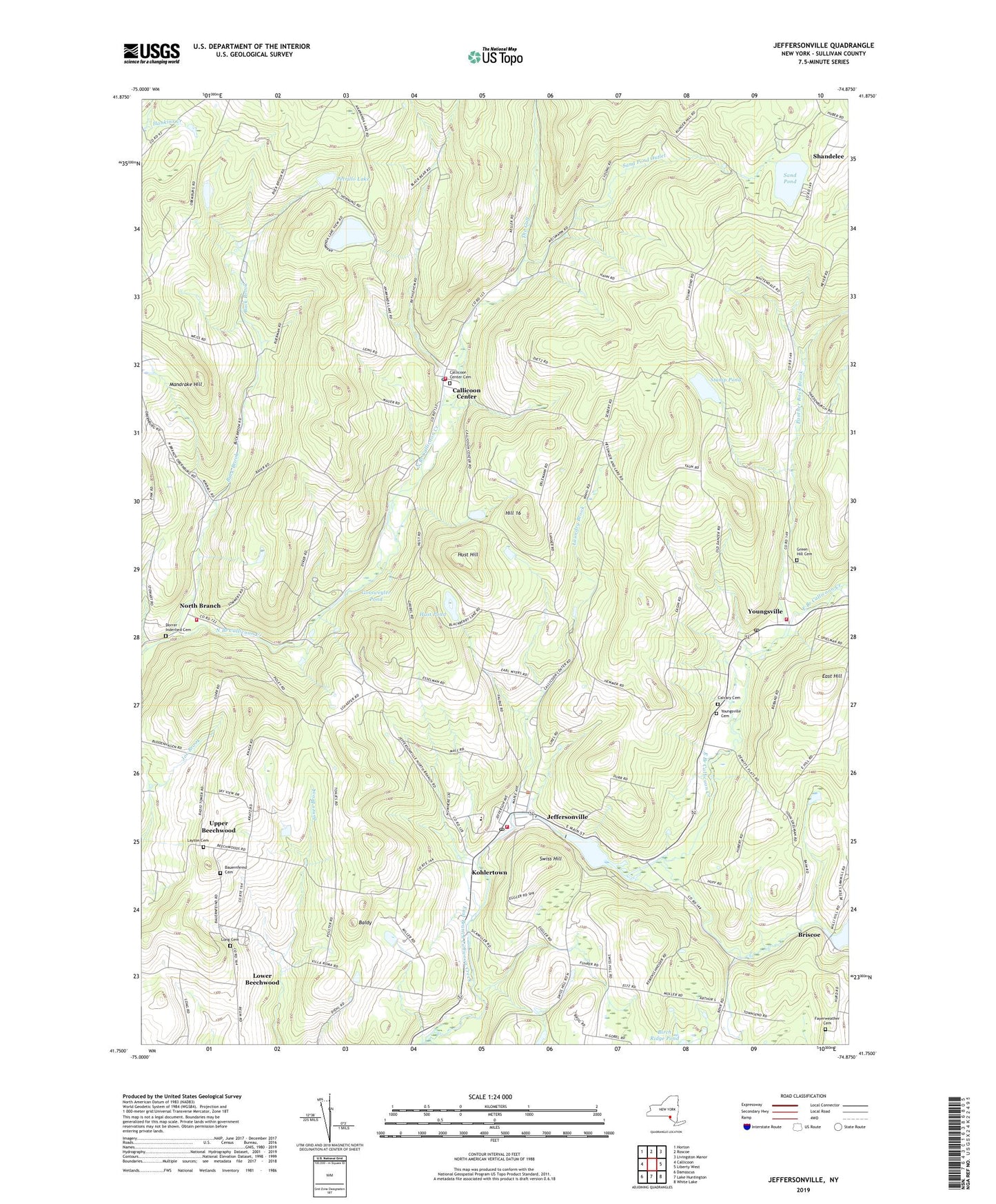 Jeffersonville New York US Topo Map Image
