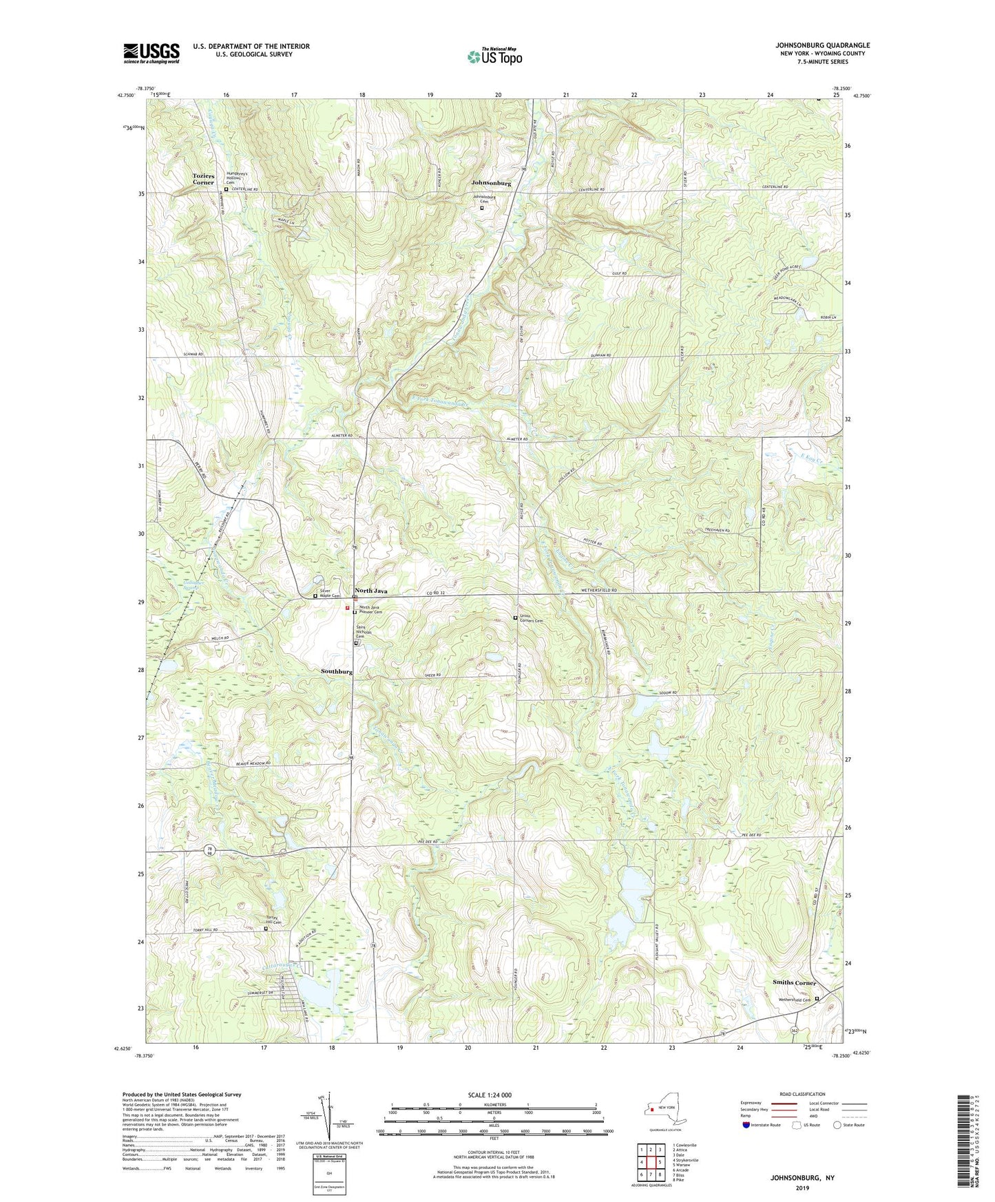 Johnsonburg New York US Topo Map Image