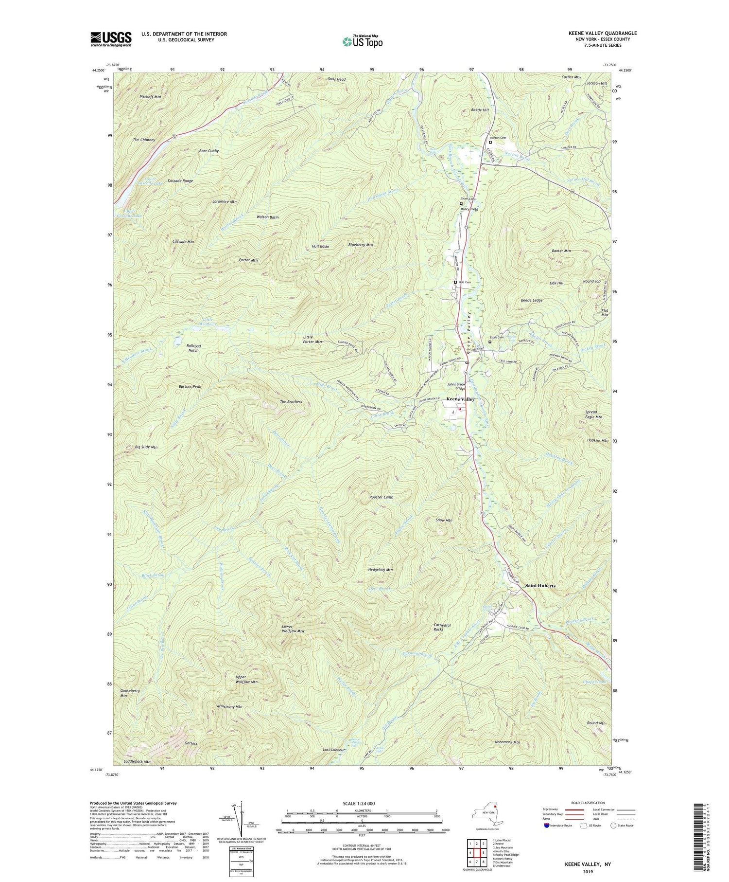 Keene Valley New York US Topo Map Image