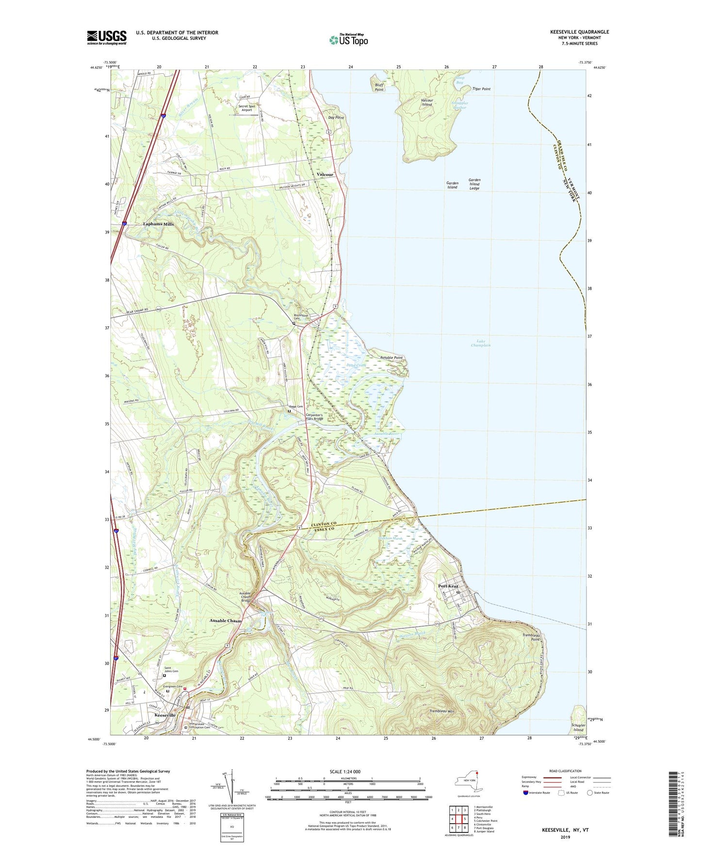 Keeseville New York US Topo Map Image