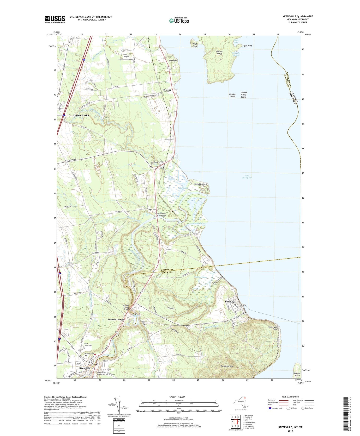 Keeseville New York US Topo Map Image