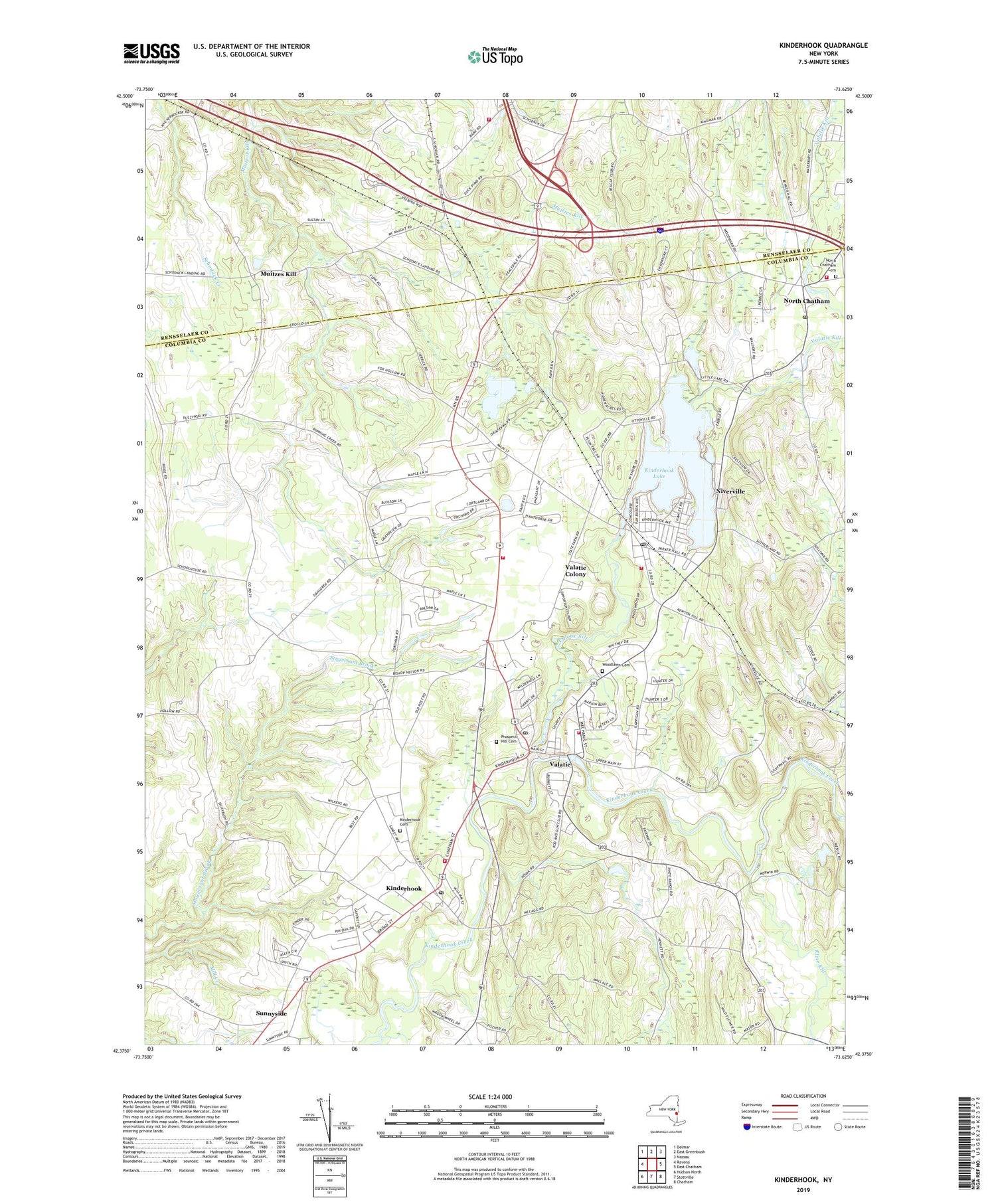 Kinderhook New York US Topo Map Image
