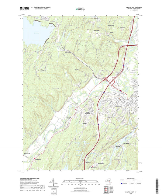 Kingston West New York US Topo Map Image