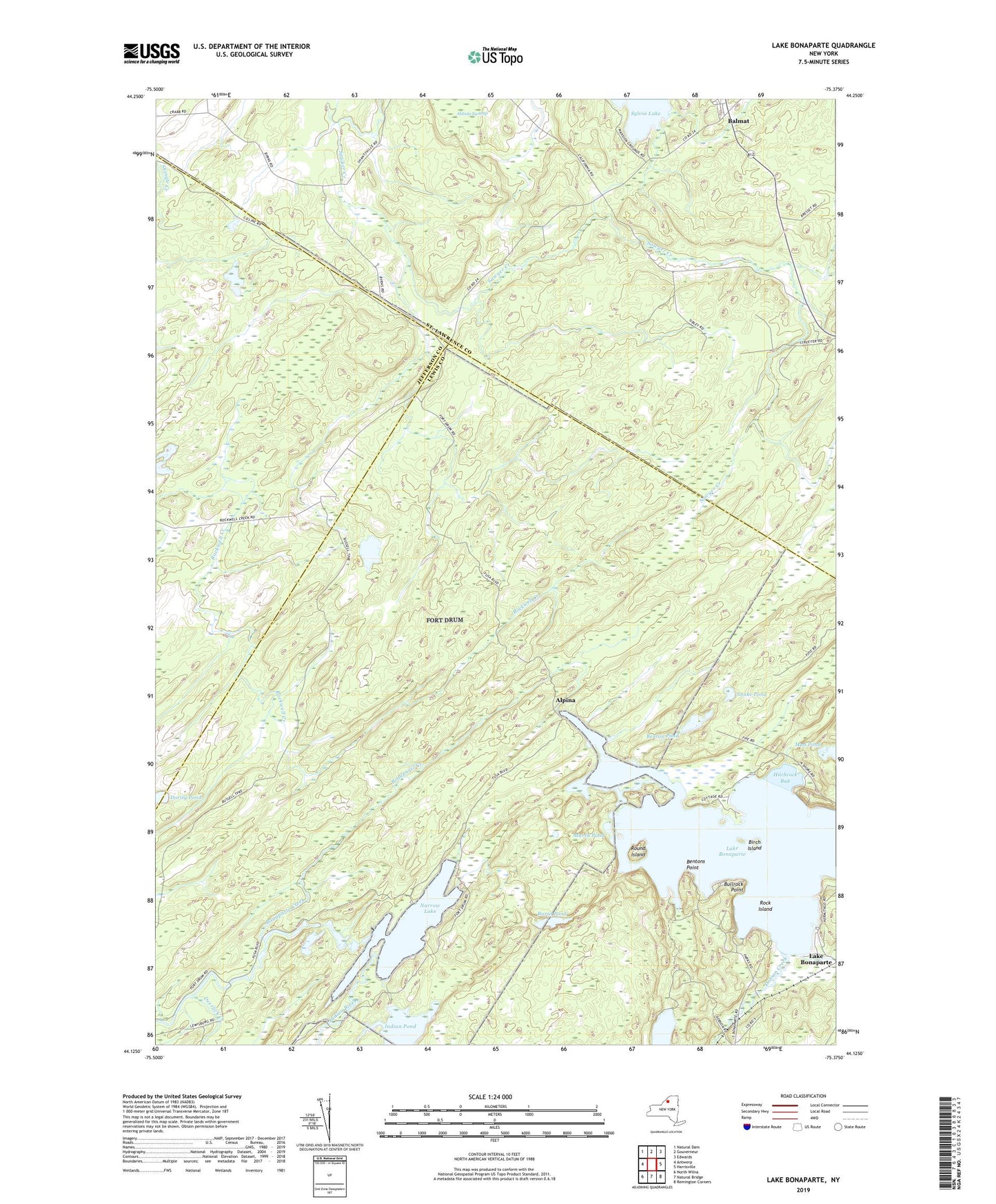 Lake Bonaparte New York US Topo Map Image