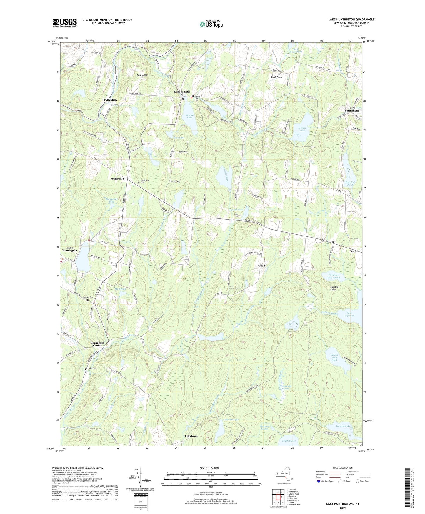 Lake Huntington New York US Topo Map Image