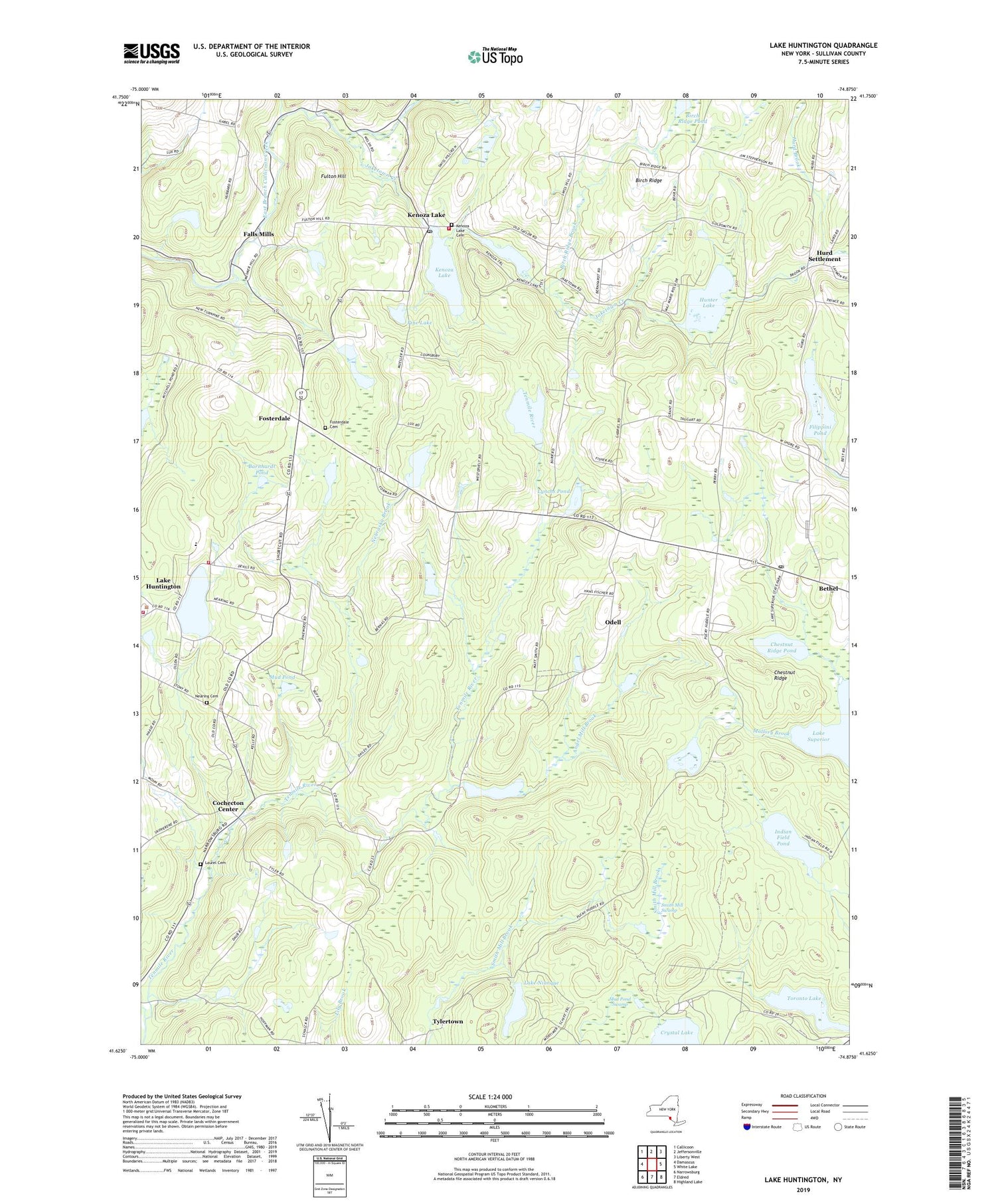 Lake Huntington New York US Topo Map Image