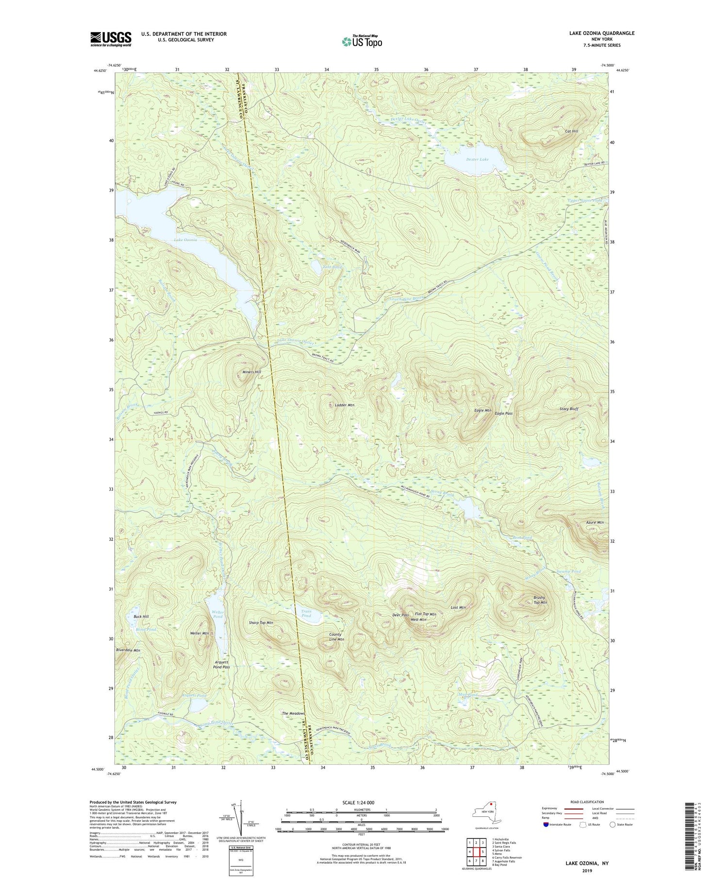 Lake Ozonia New York US Topo Map Image
