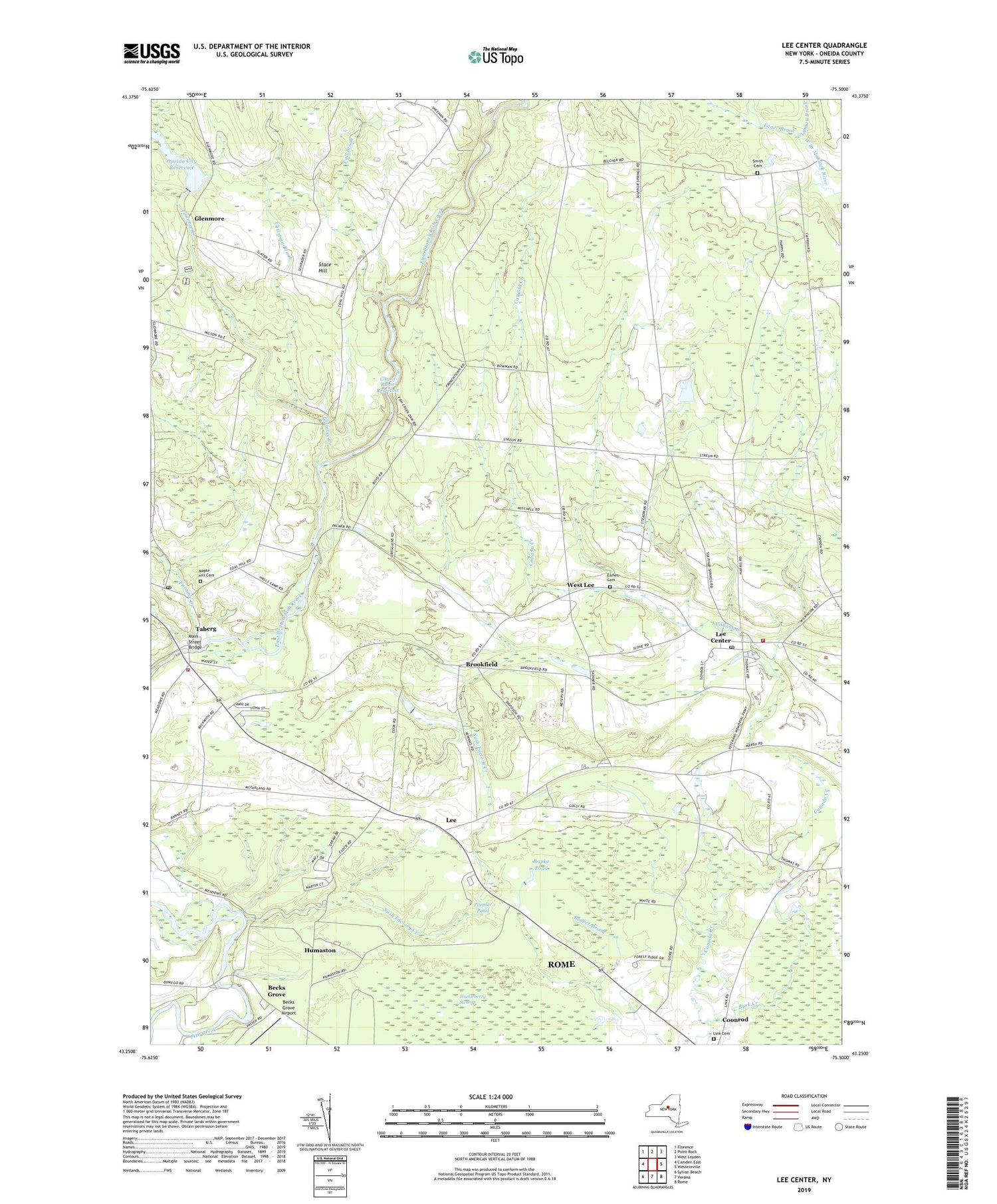 Lee Center New York US Topo Map Image
