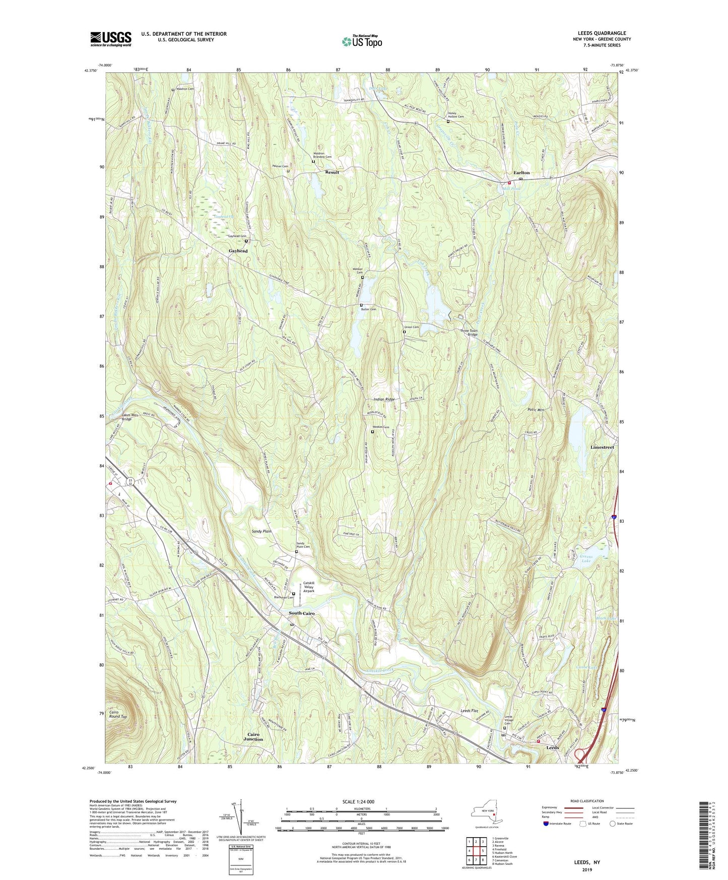 Leeds New York US Topo Map Image
