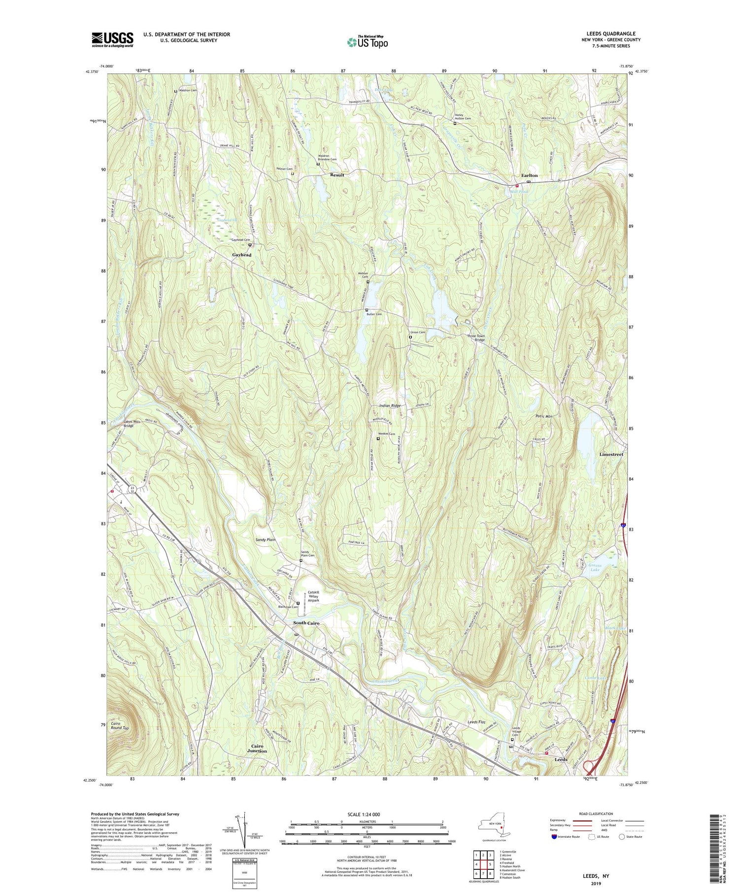 Leeds New York US Topo Map Image