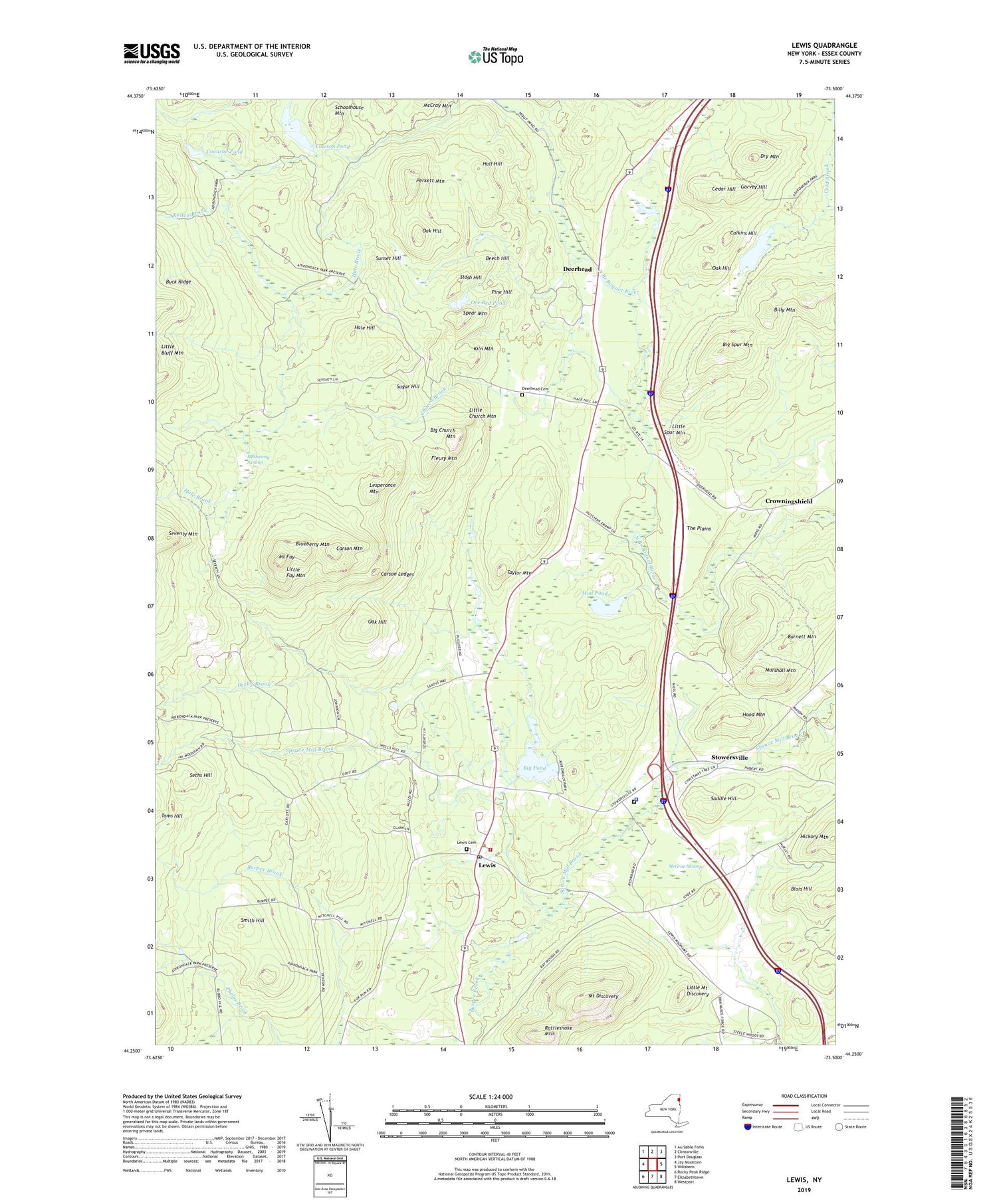 Lewis New York US Topo Map Image