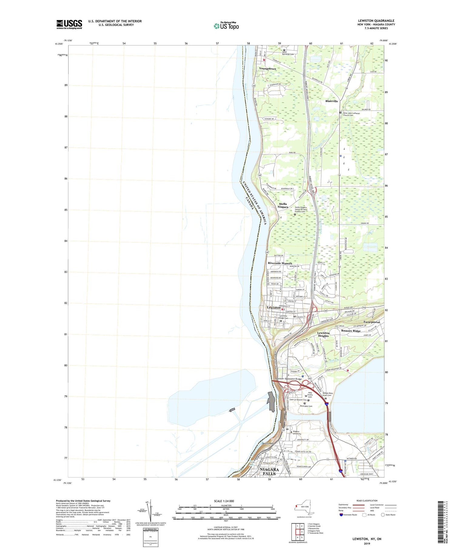 Lewiston New York US Topo Map Image