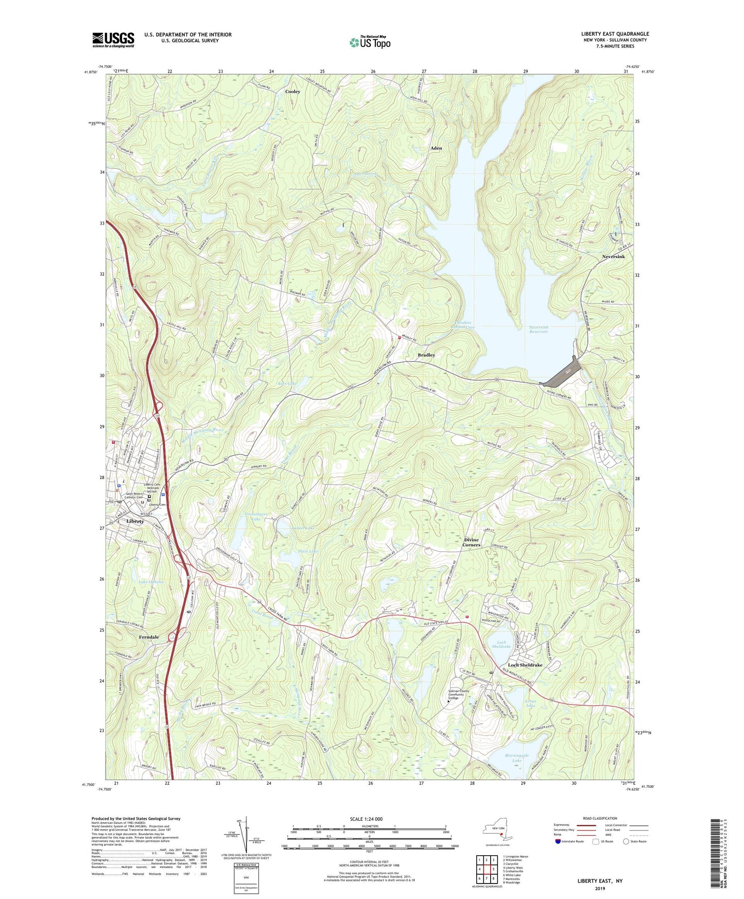 Liberty East New York US Topo Map Image