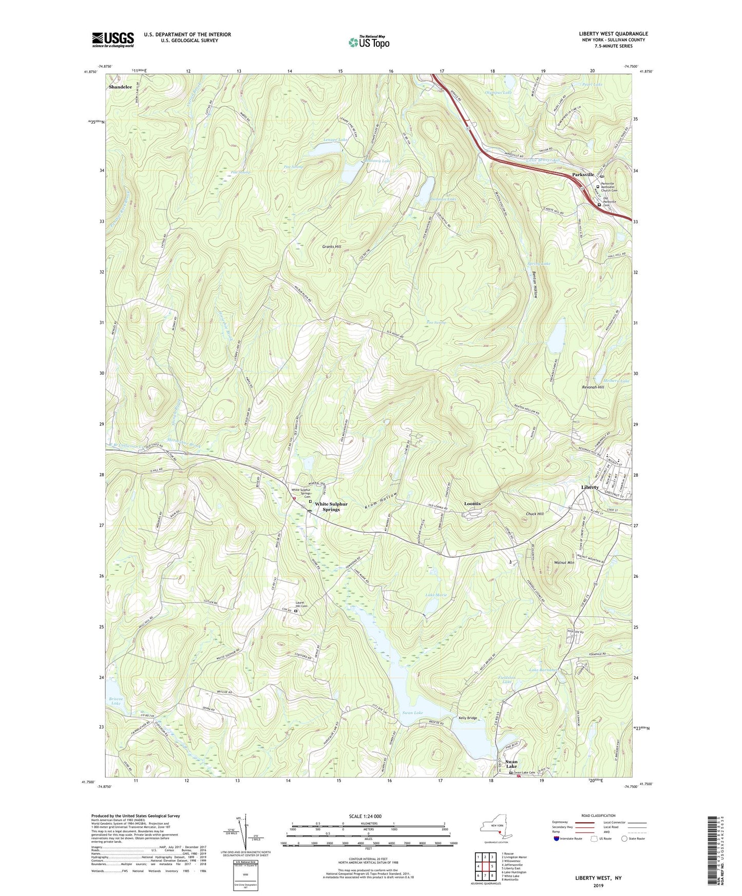 Liberty West New York US Topo Map Image