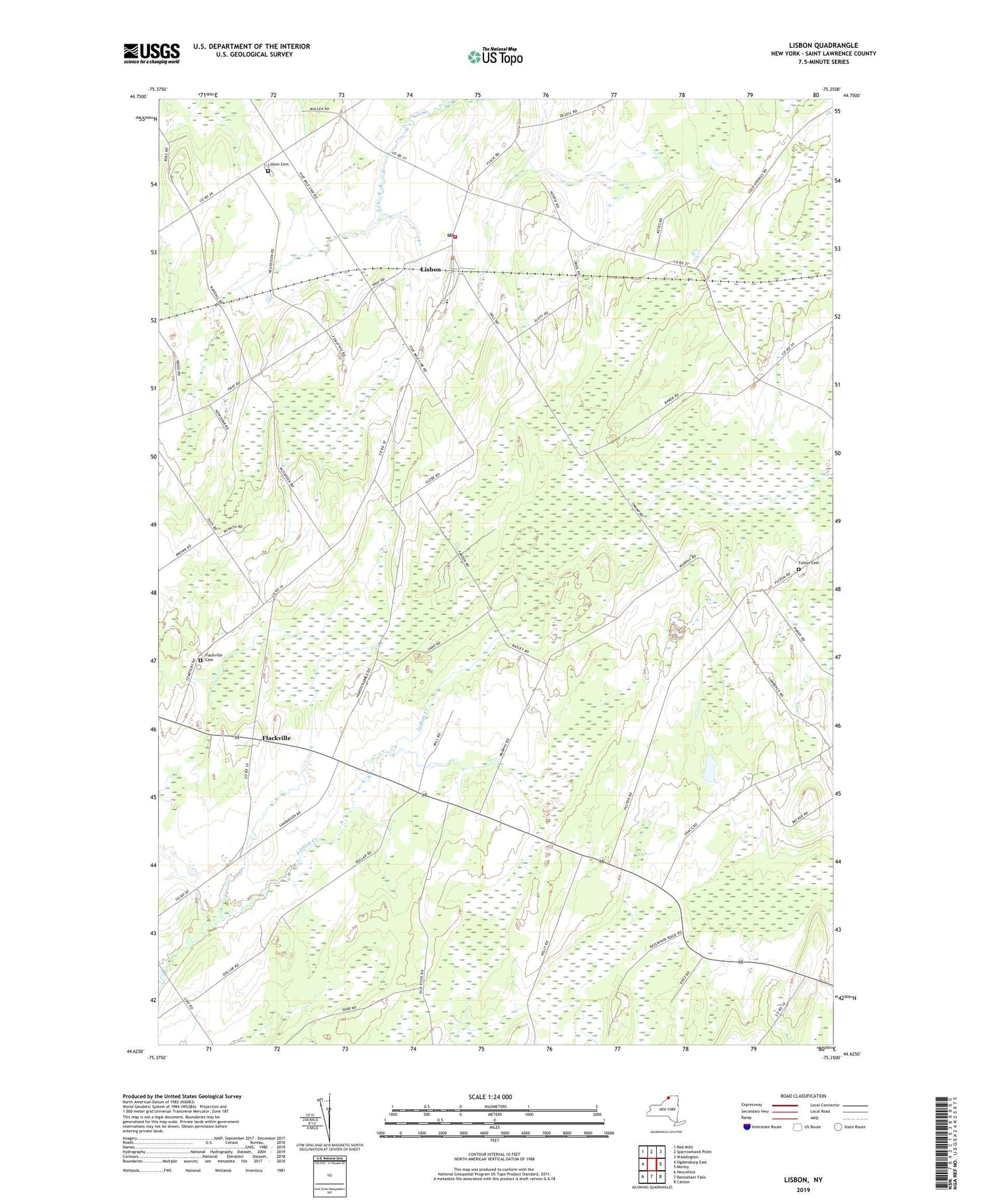 Lisbon New York US Topo Map Image