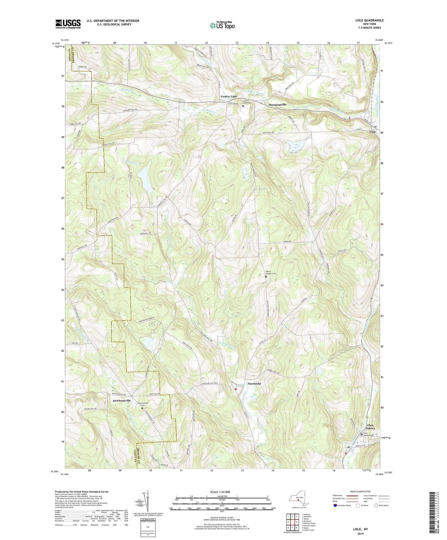 Lisle New York US Topo Map Image