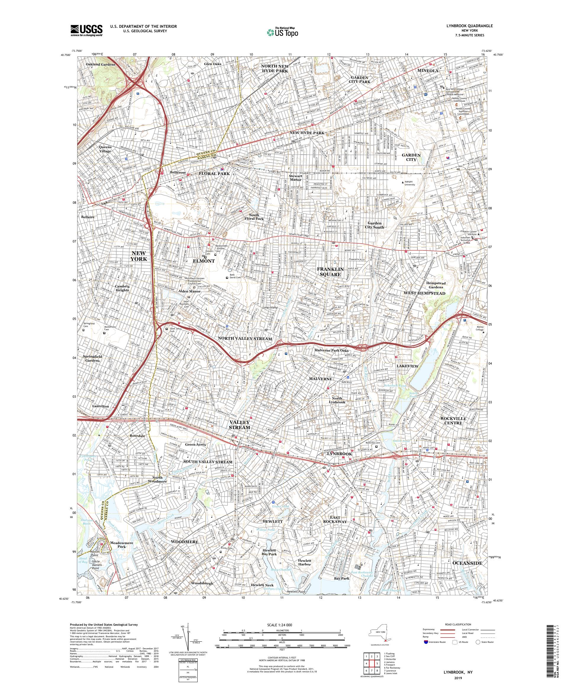 Lynbrook New York US Topo Map – MyTopo Map Store