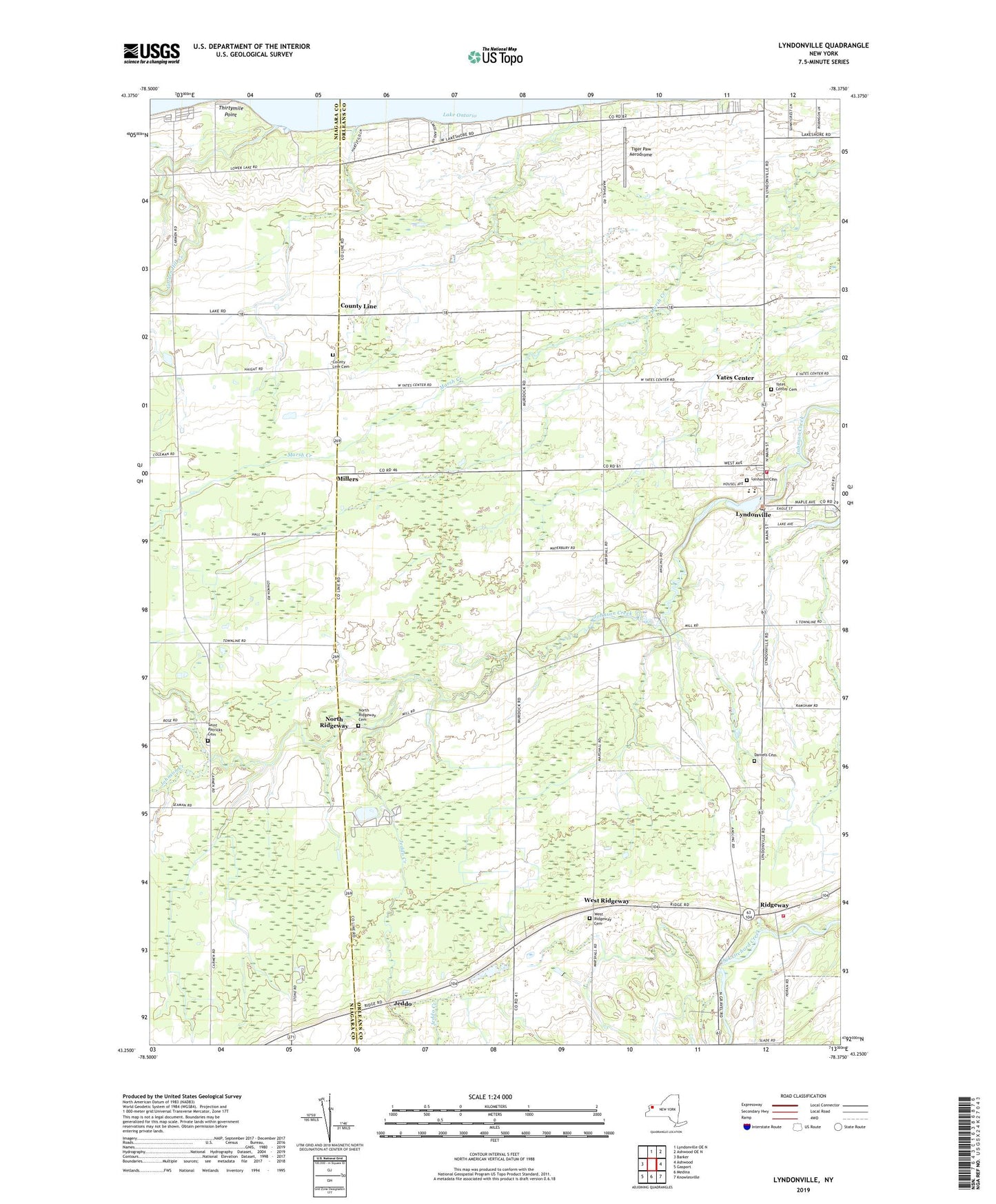 Lyndonville New York US Topo Map Image