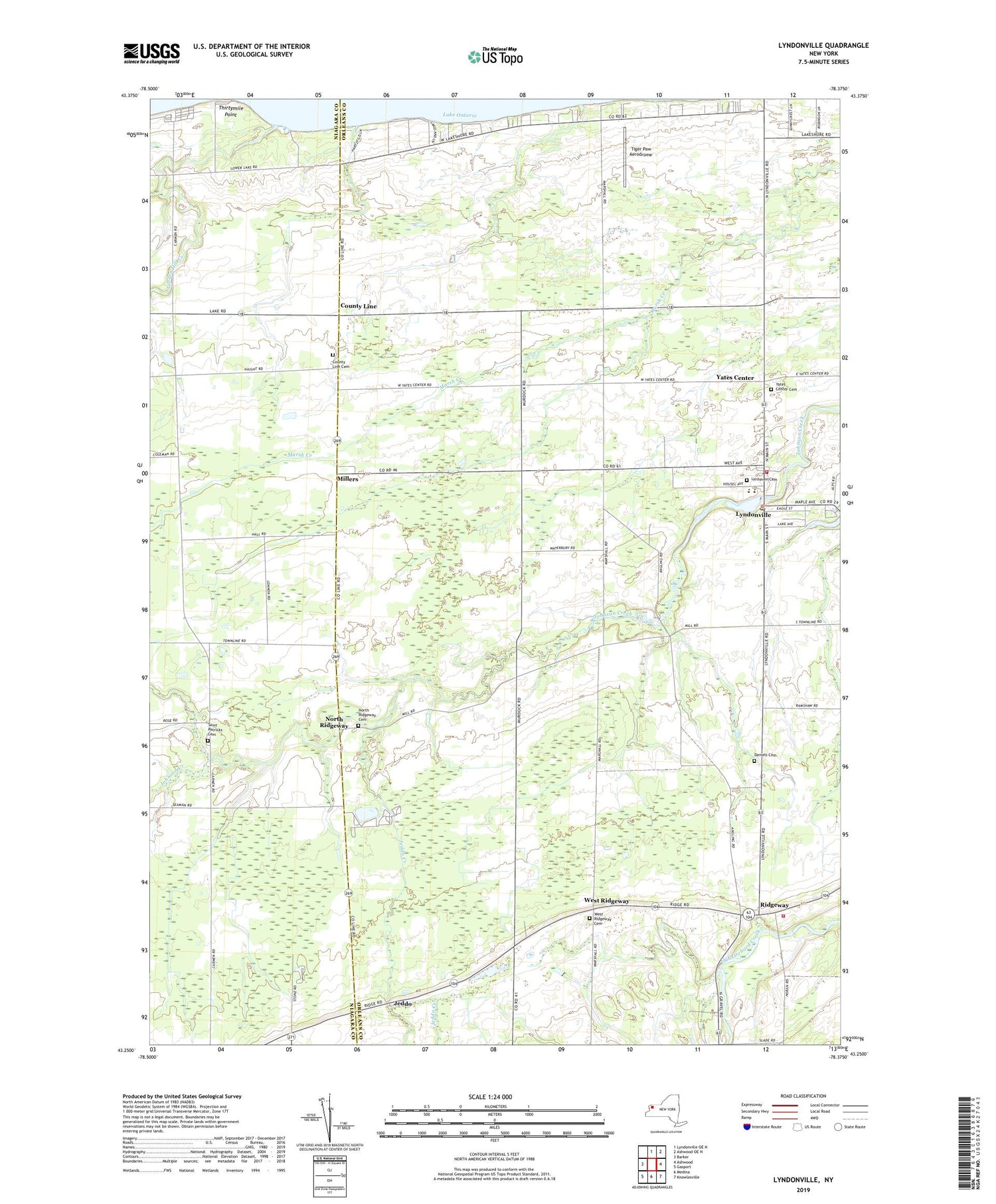 Lyndonville New York US Topo Map Image