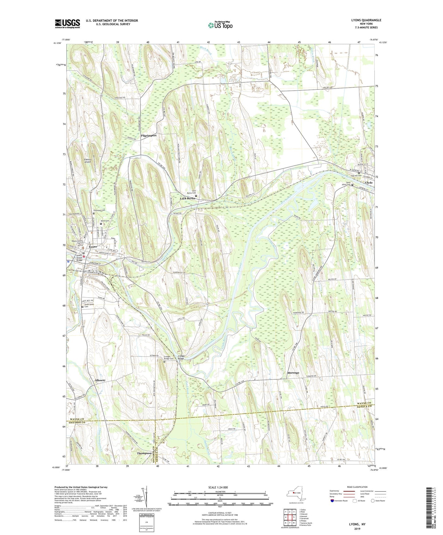 Lyons New York US Topo Map Image