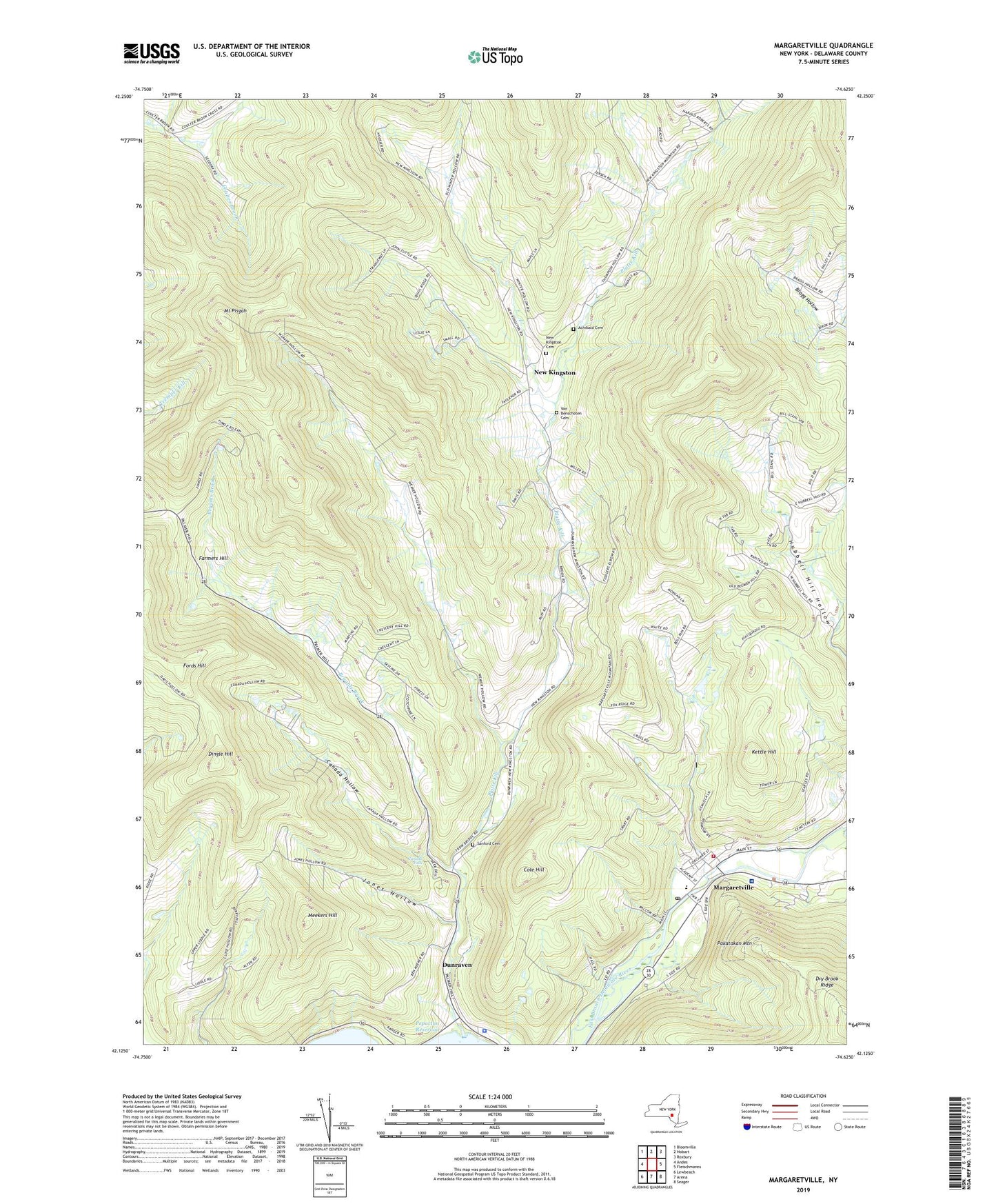 Margaretville New York US Topo Map Image