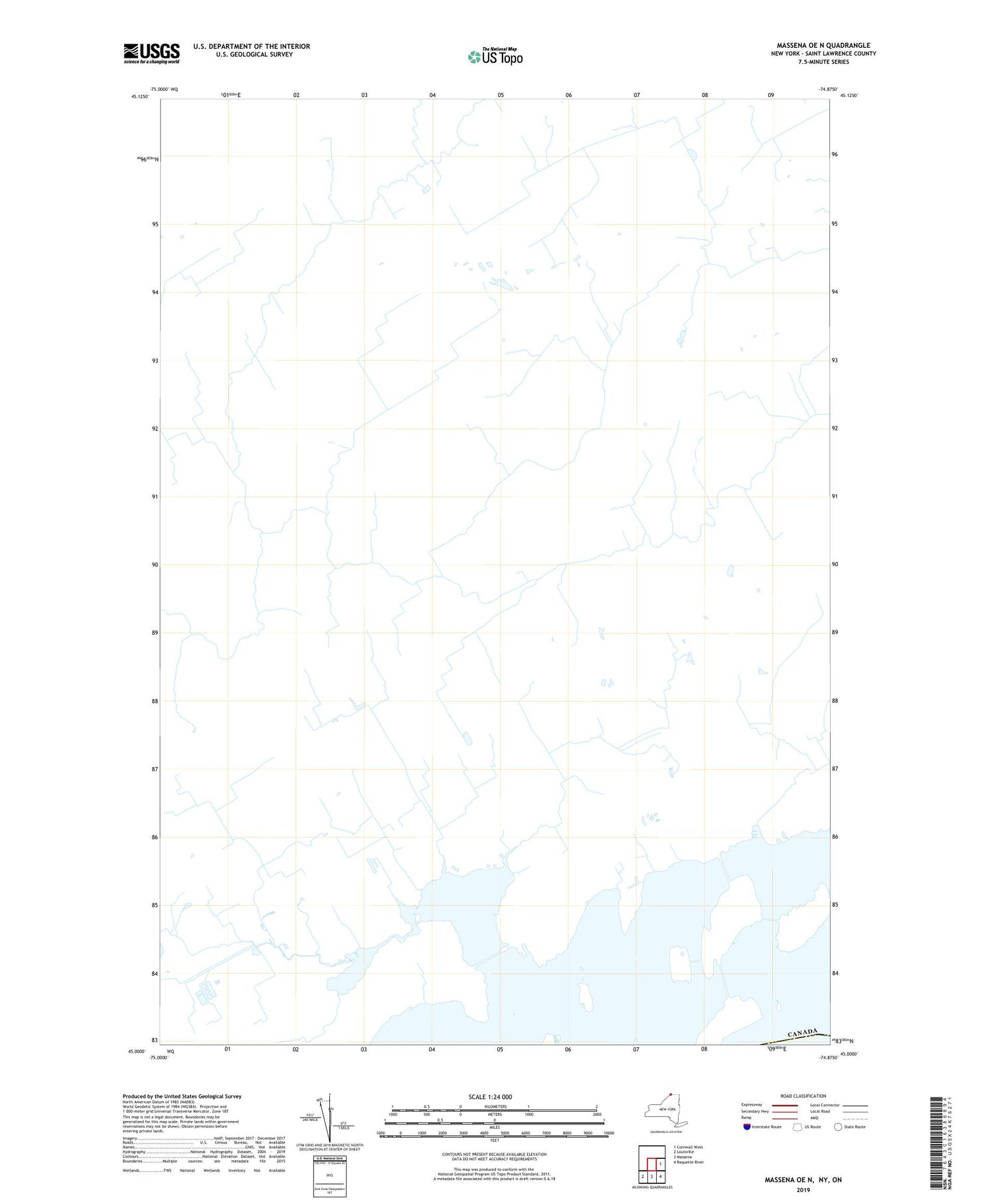 Massena OE N New York US Topo Map Image
