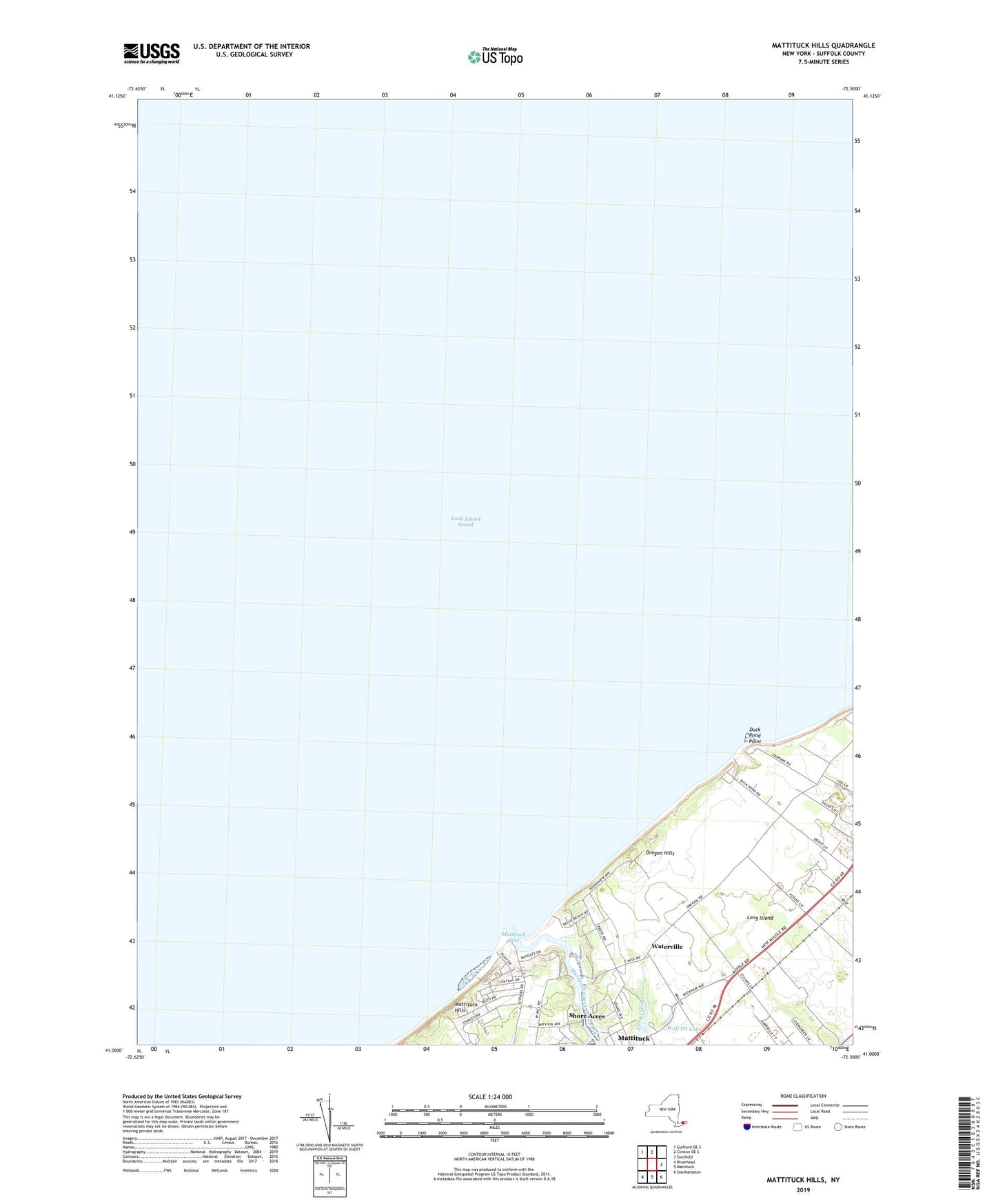 Mattituck Hills New York US Topo Map Image
