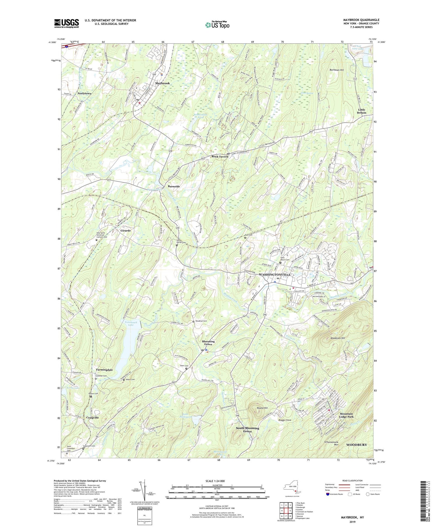 Maybrook New York US Topo Map Image